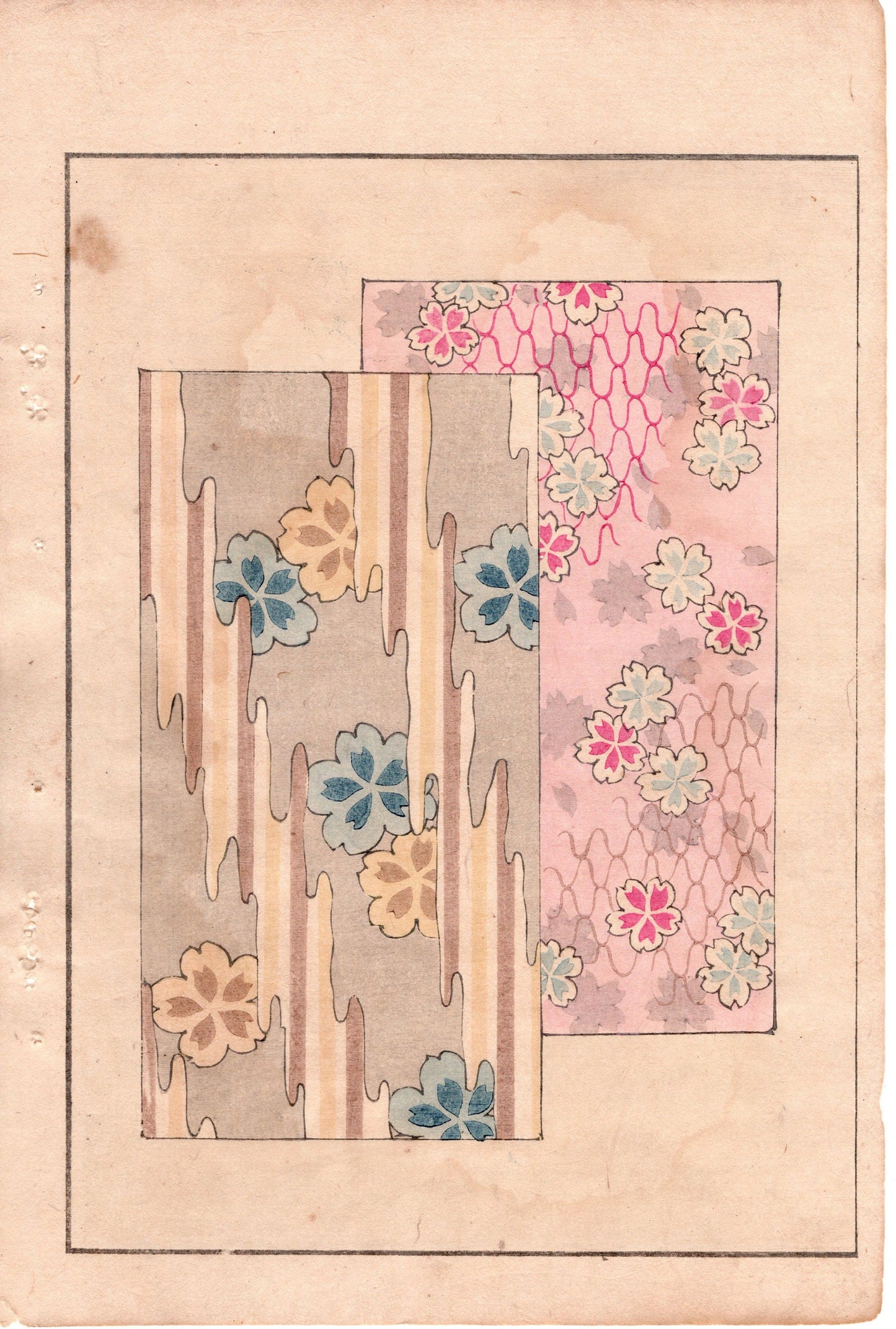 Japanese Antique Original Woodcut Print, c 1900, Bijutsukai 2, Sekka, Korin