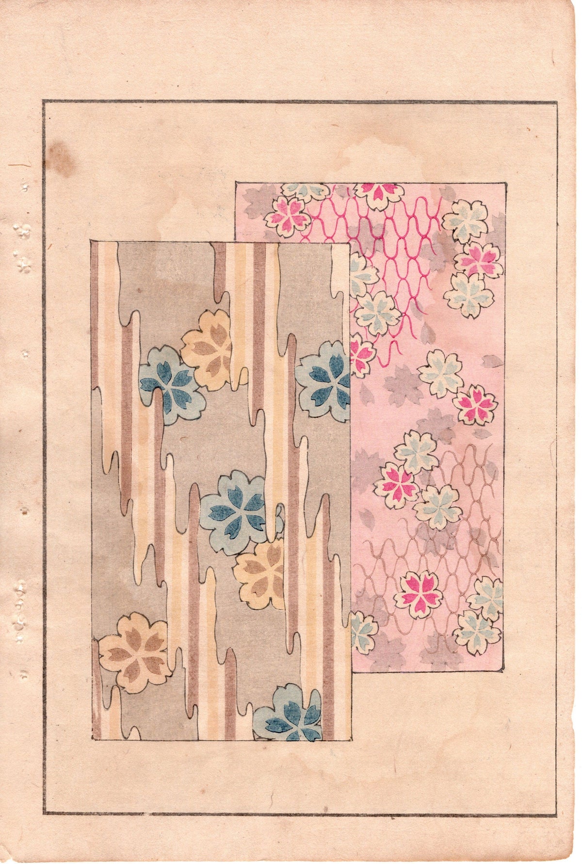 Japanese Antique Original Woodcut Print, c 1900, Bijutsukai 2, Sekka, Korin