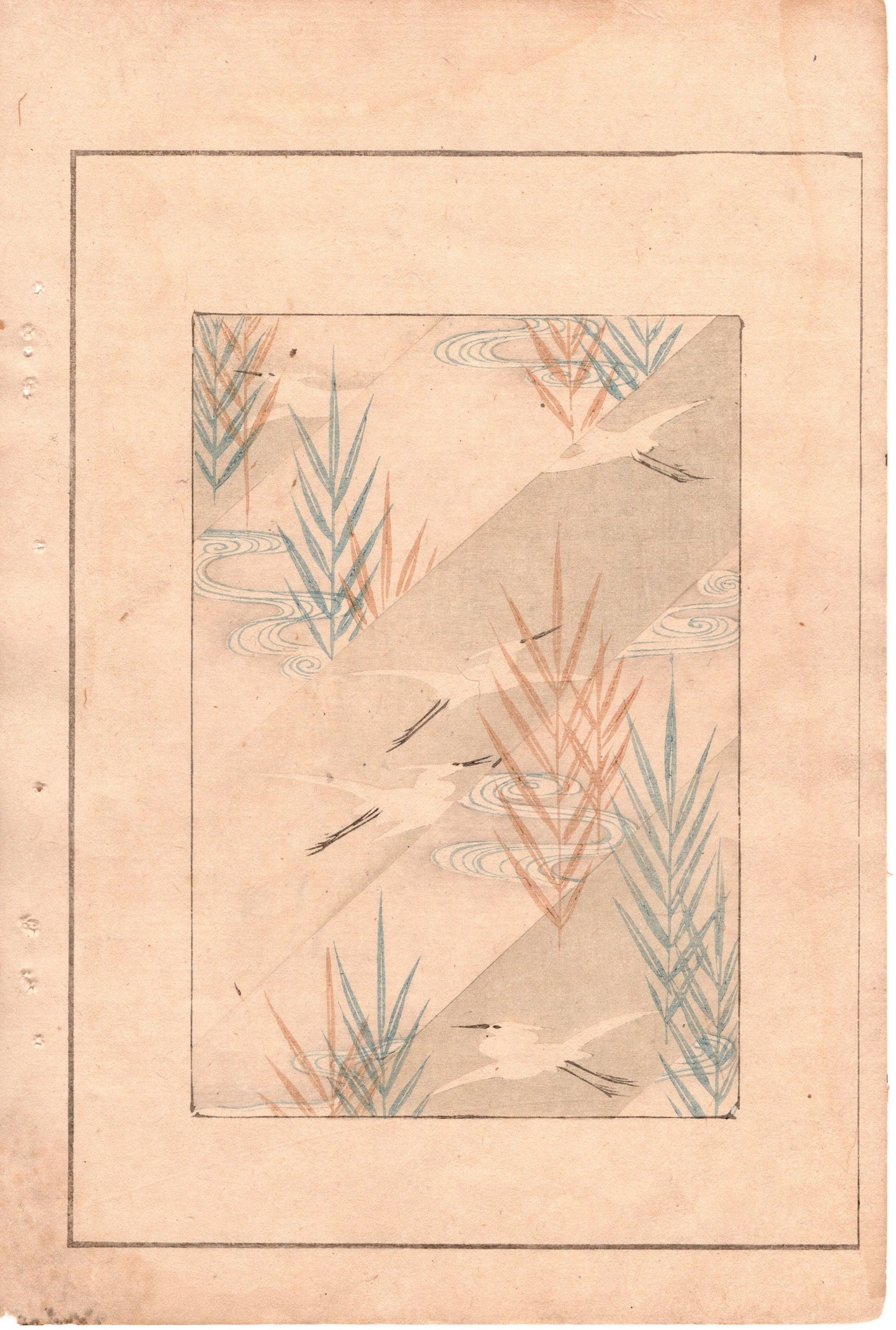 Japanese Antique Original Woodcut Print, c 1900, Bijutsukai 3, Sekka, Korin