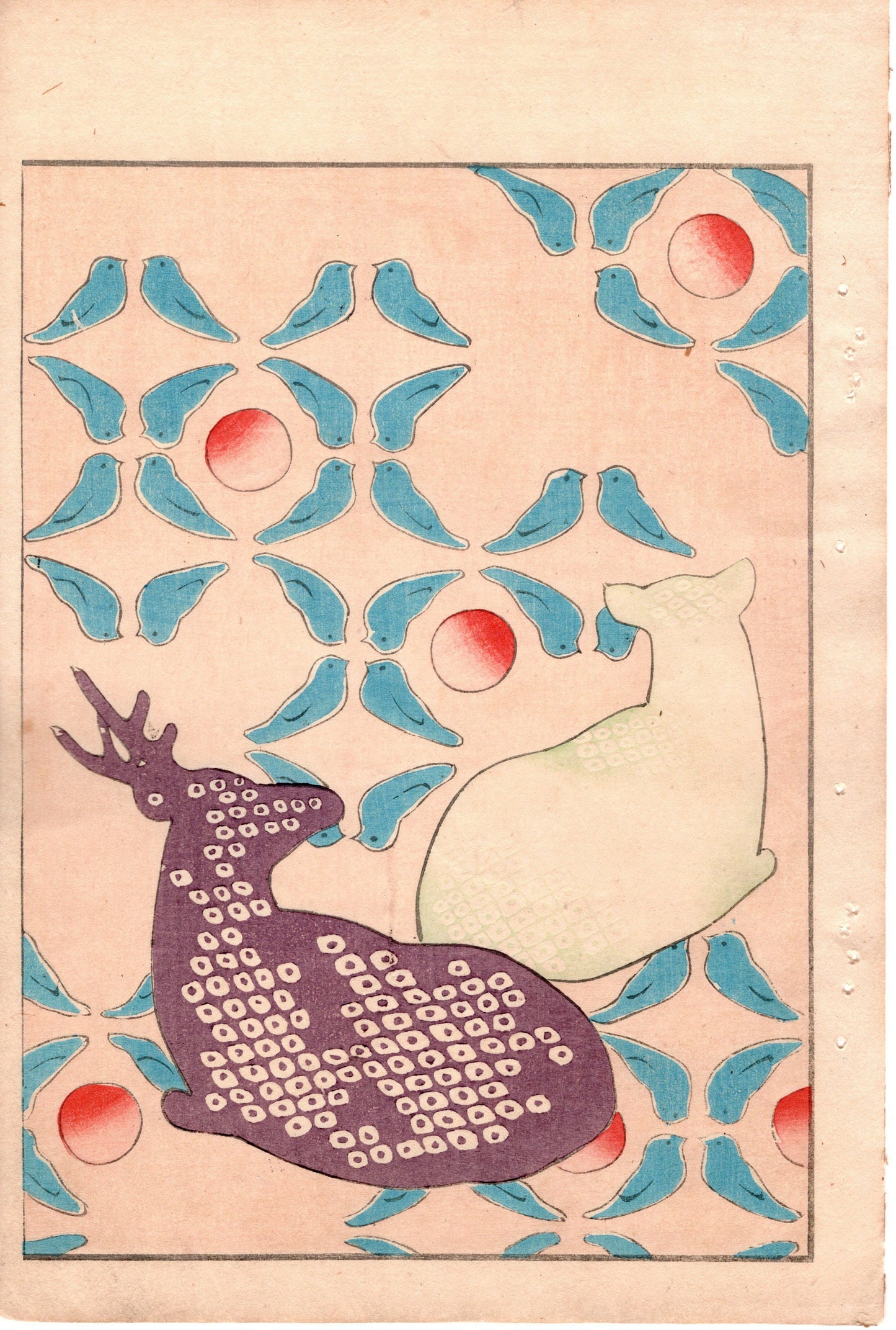 Japanese Antique Original Woodcut Print, c 1900, Bijutsukai 3, Sekka, Korin