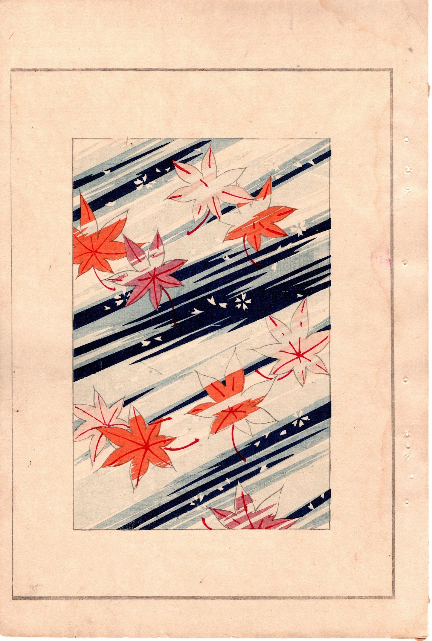 Japanese Antique Original Woodcut Print, c 1900, Bijutsukai 3, Sekka, Korin