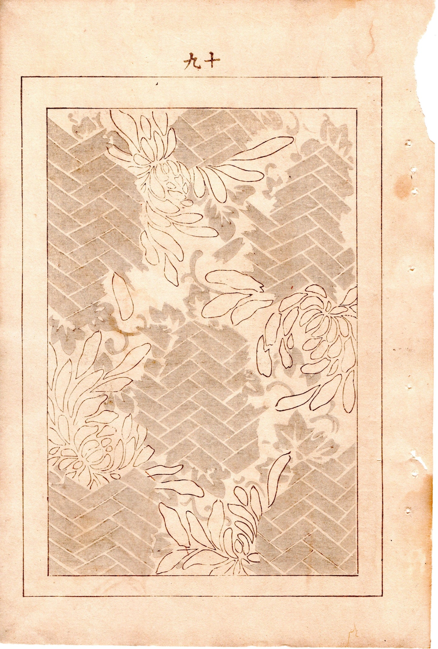 Japanese Antique Original Woodcut Print, c 1900, Bijutsukai 4, Sekka, Korin