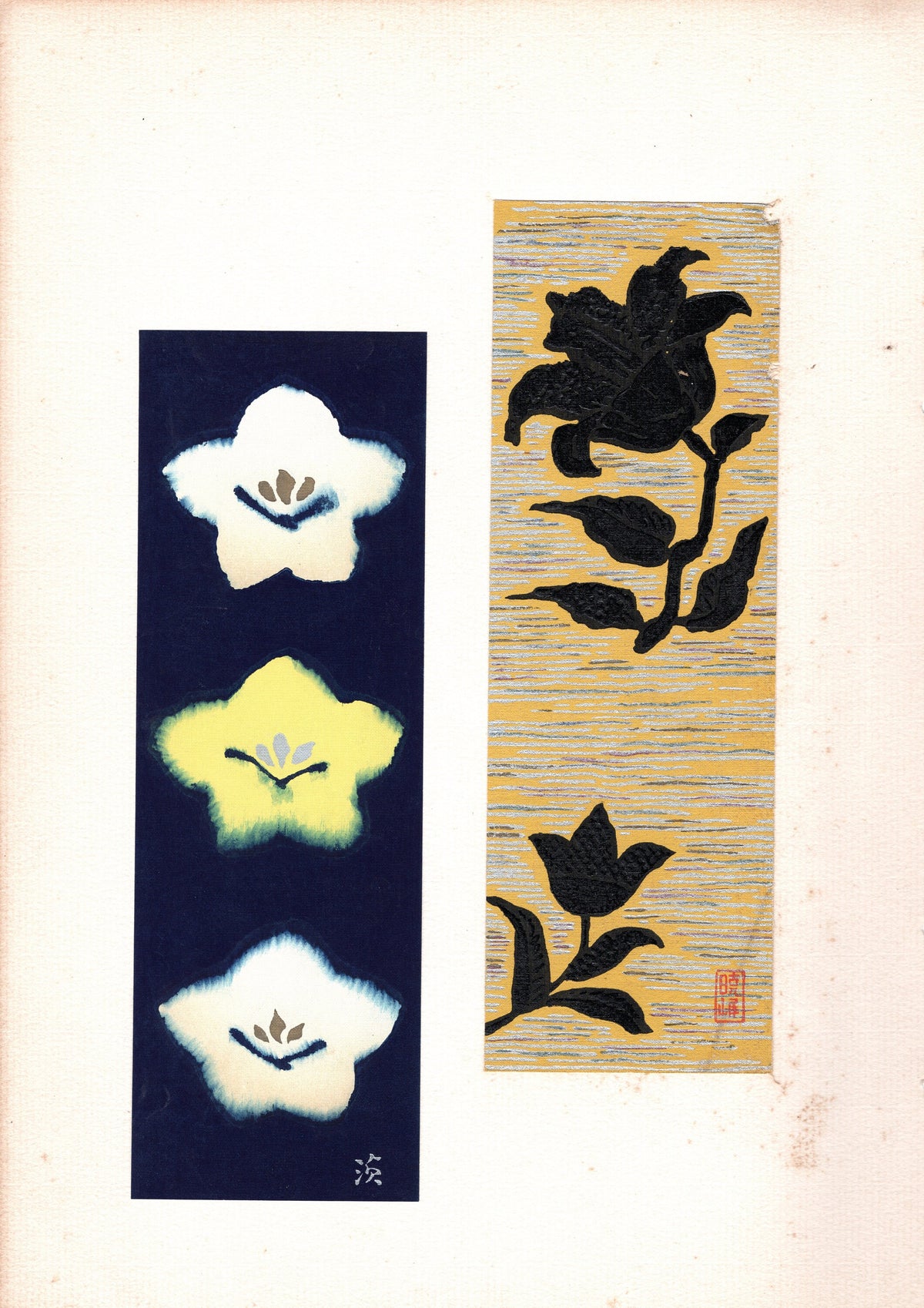 Japanese antique woodblock print, 1938, Antique Kimono Design.