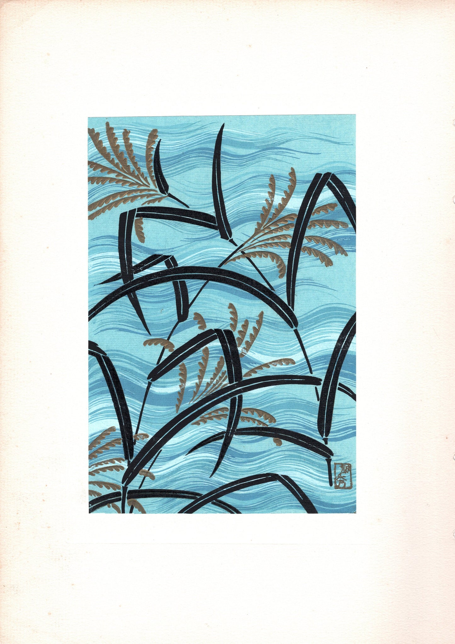 Japanese antique woodblock print, Design, 1938, Antique Kimono Design.