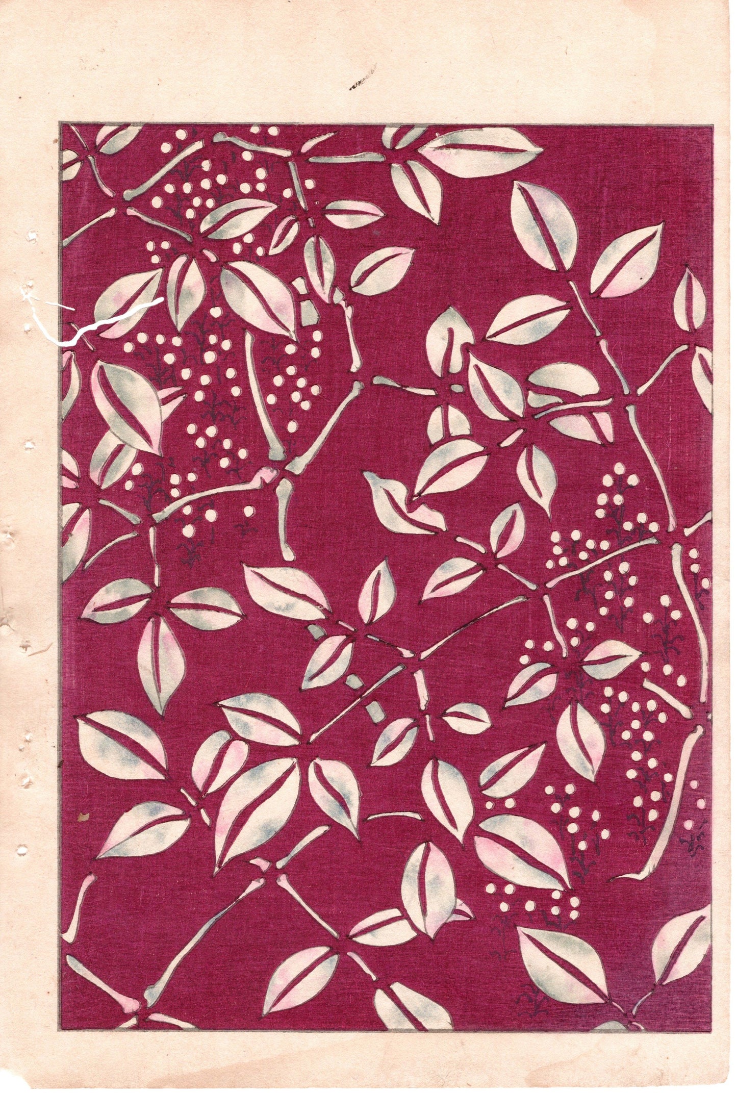 Japanese Antique Original Woodcut Print, c 1900, Bijutsukai 2, Sekka, Korin