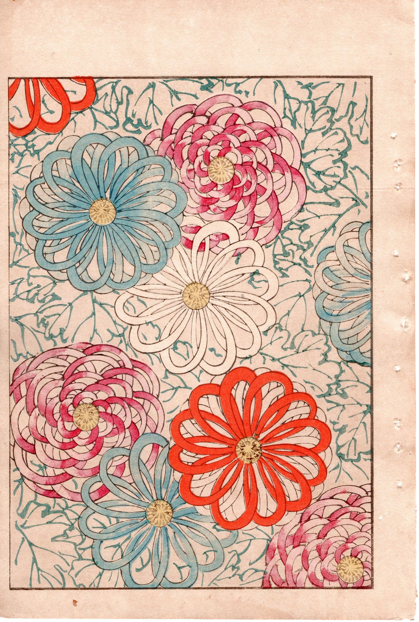Japanese Antique Original Woodcut Print, c 1900, Bijutsukai 2, Sekka, Korin