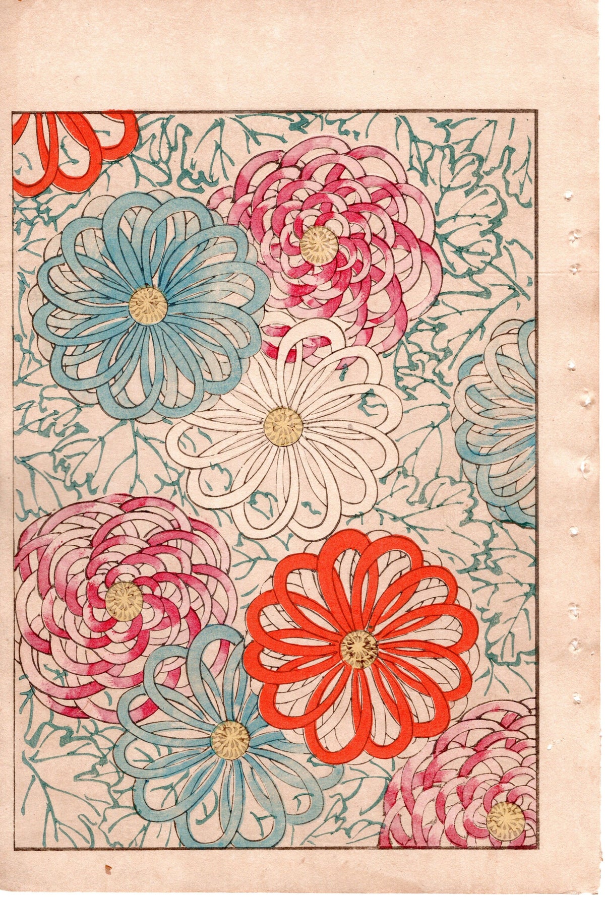 Japanese Antique Original Woodcut Print, c 1900, Bijutsukai 2, Sekka, Korin