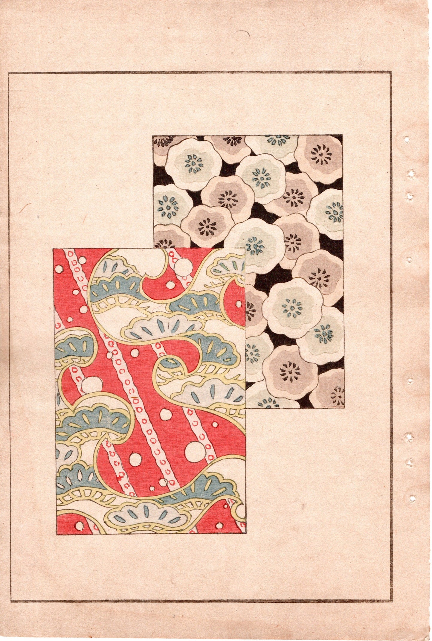 Japanese Antique Original Woodcut Print, c 1900, Bijutsukai 2, Sekka, Korin