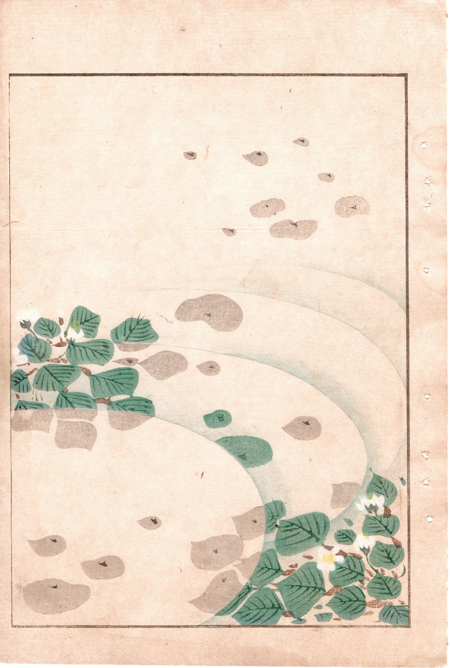 Japanese Antique Original Woodcut Print, c 1900, Bijutsukai 2, Sekka, Korin