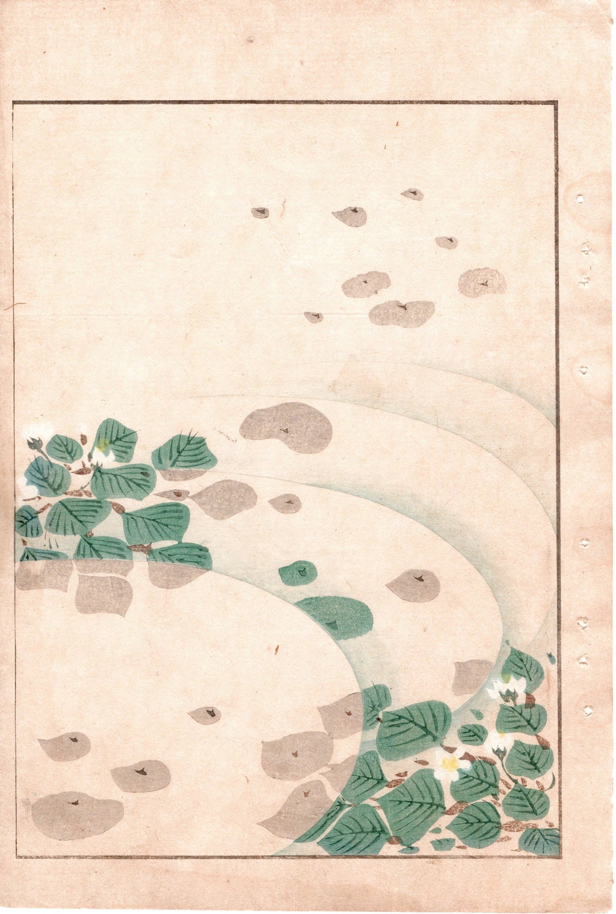 Japanese Antique Original Woodcut Print, c 1900, Bijutsukai 2, Sekka, Korin