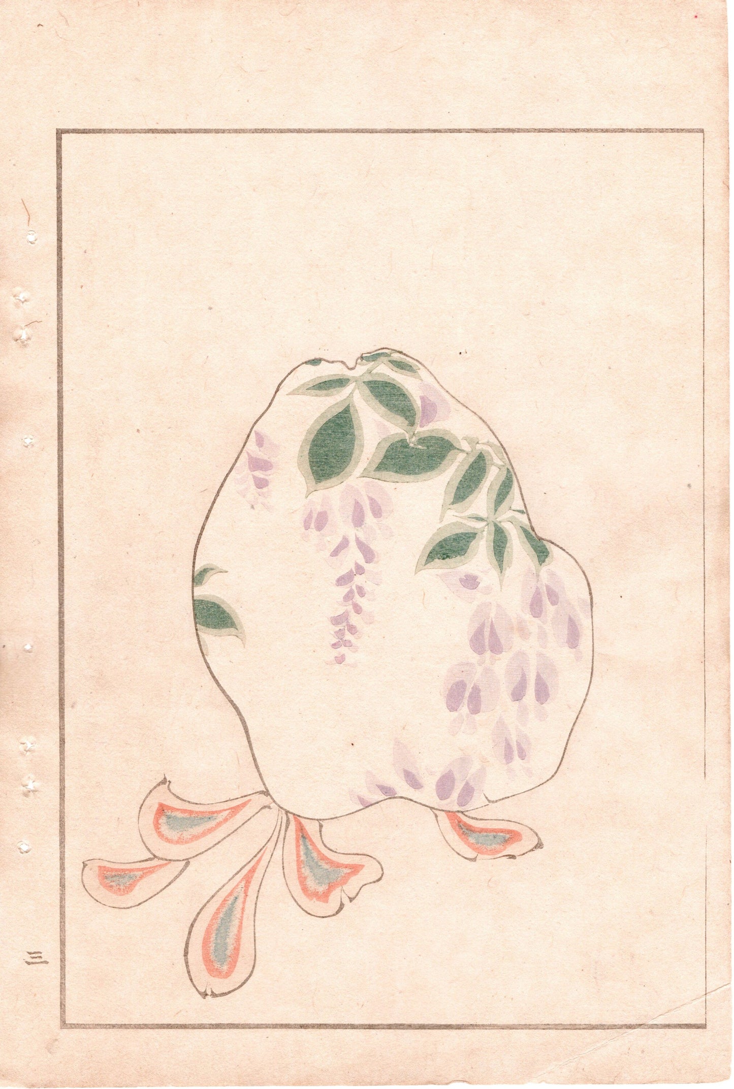 Japanese Antique Original Woodcut Print, c 1900, Bijutsukai 2, Sekka, Korin