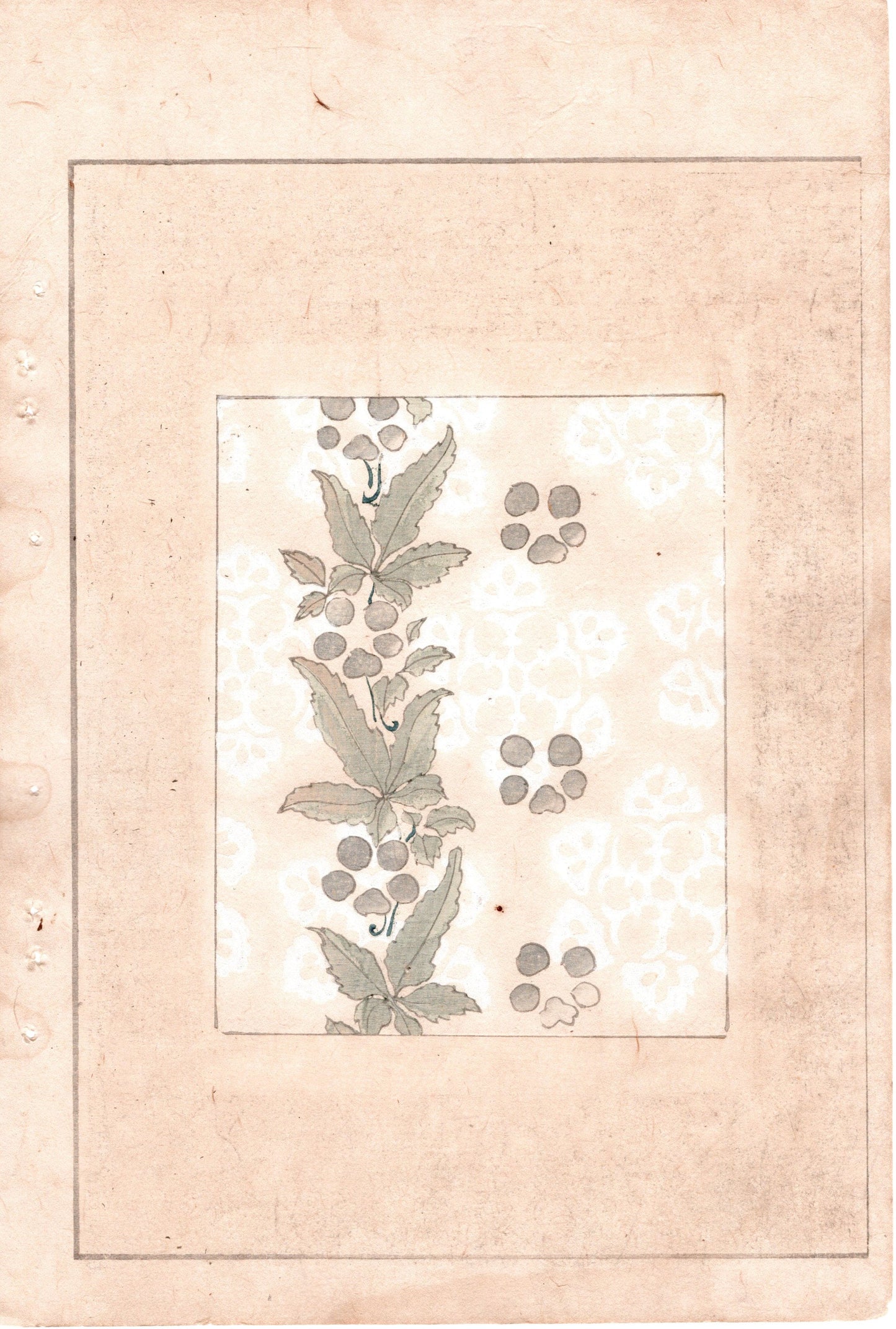 Japanese Antique Original Woodcut Print, c 1900, Bijutsukai 2, Sekka, Korin