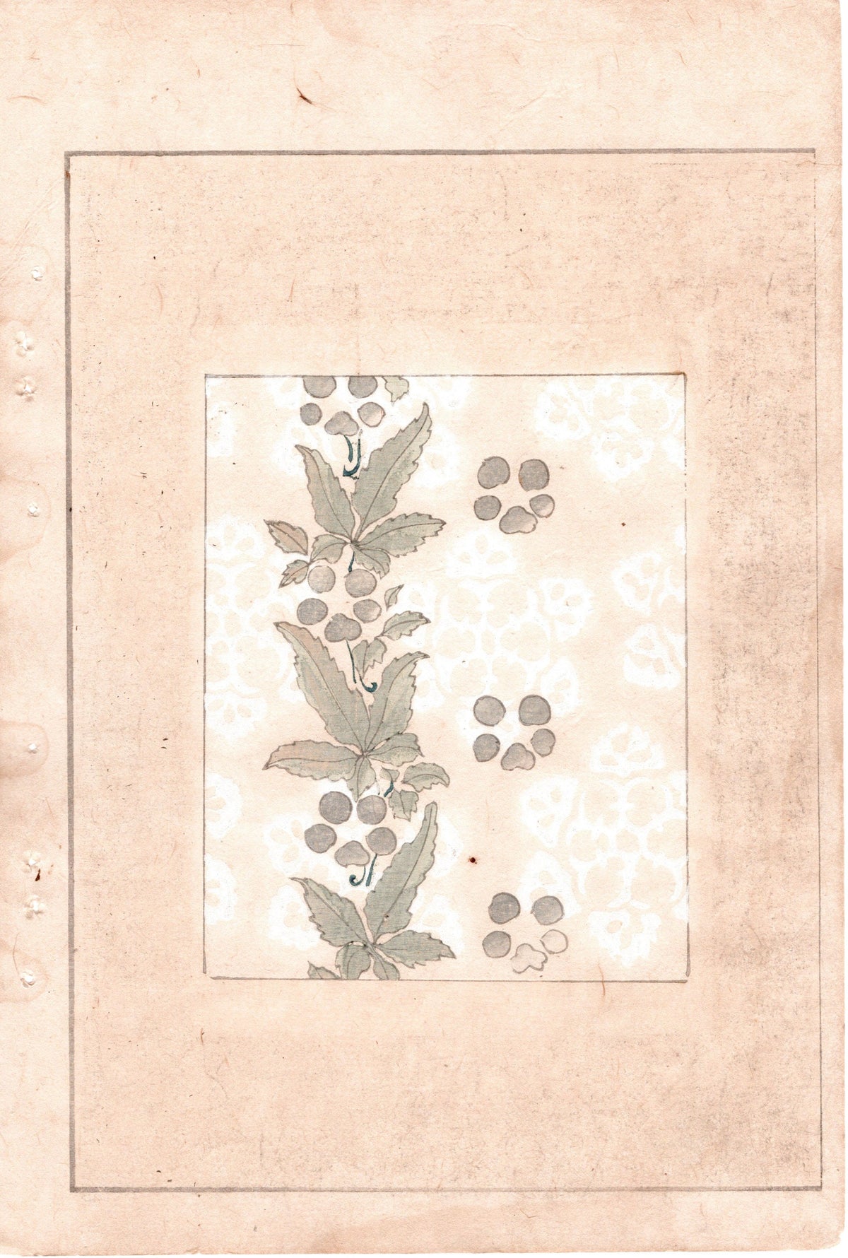Japanese Antique Original Woodcut Print, c 1900, Bijutsukai 2, Sekka, Korin