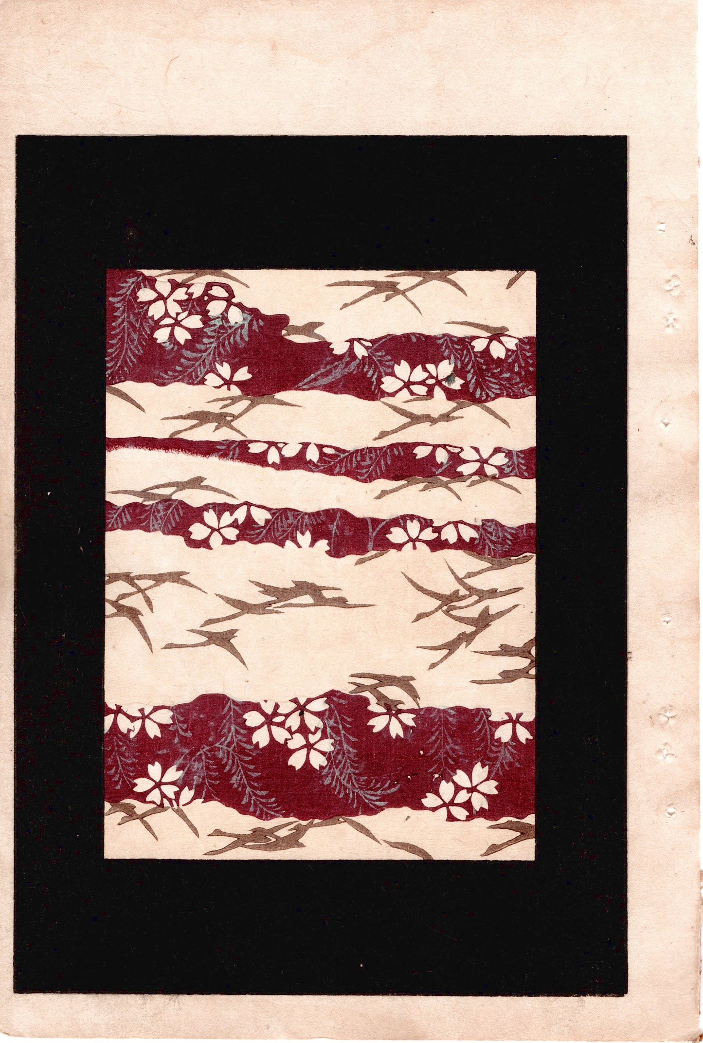Japanese Antique Original Woodcut Print, c 1900, Bijutsukai 2, Sekka, Korin