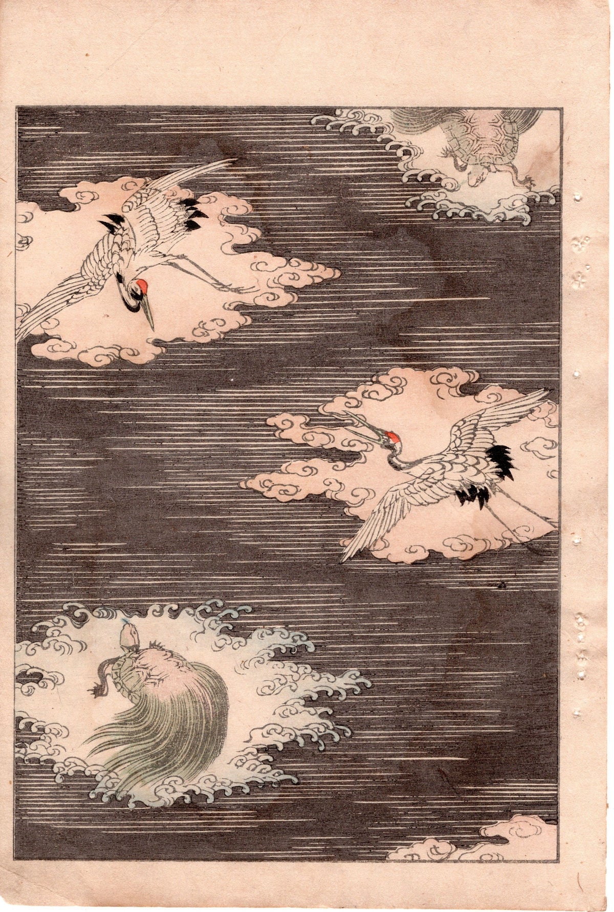 Japanese Antique Original Woodcut Print, c 1900, Bijutsukai 3, Sekka, Korin