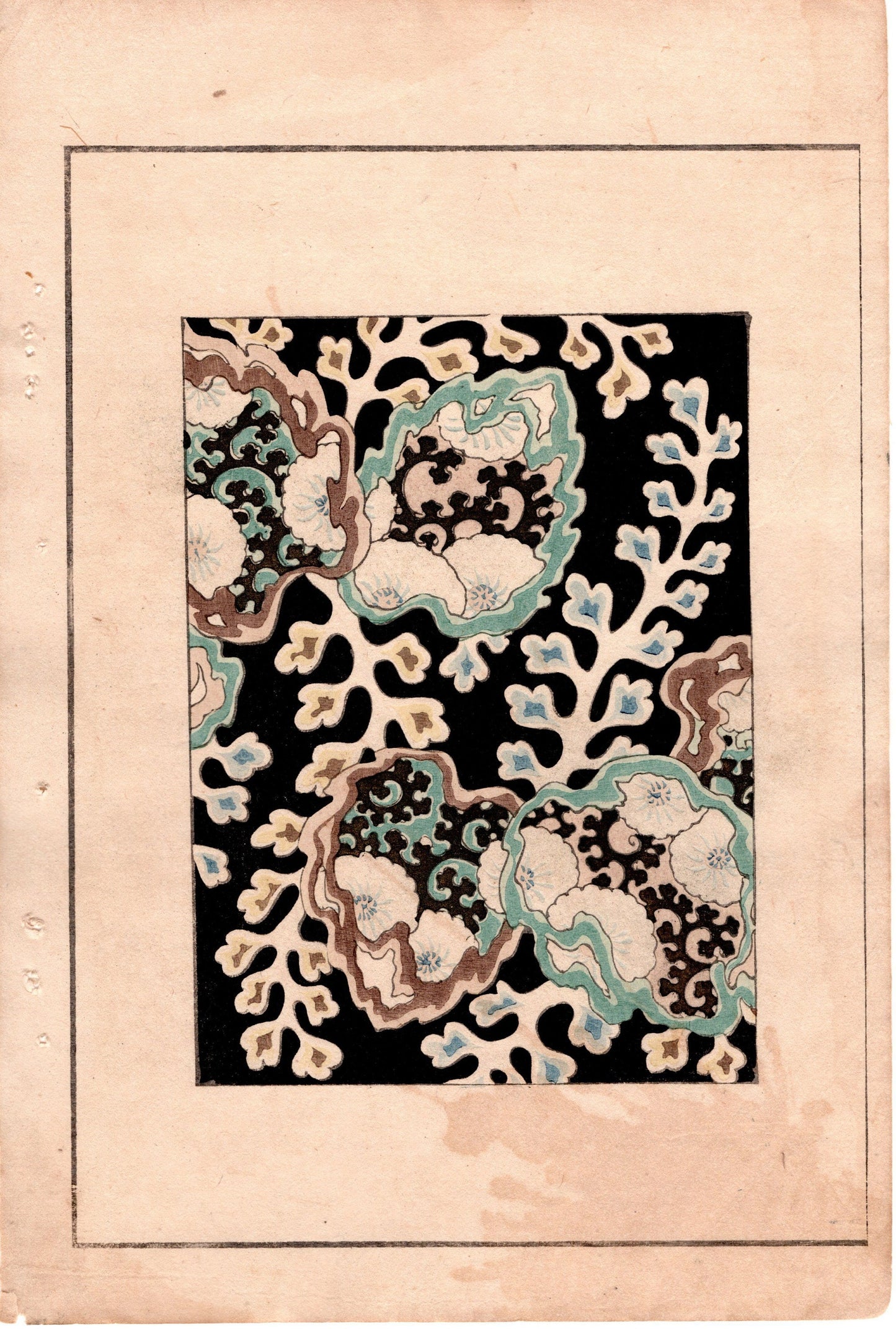 Japanese Antique Original Woodcut Print, c 1900, Bijutsukai 3, Sekka, Korin