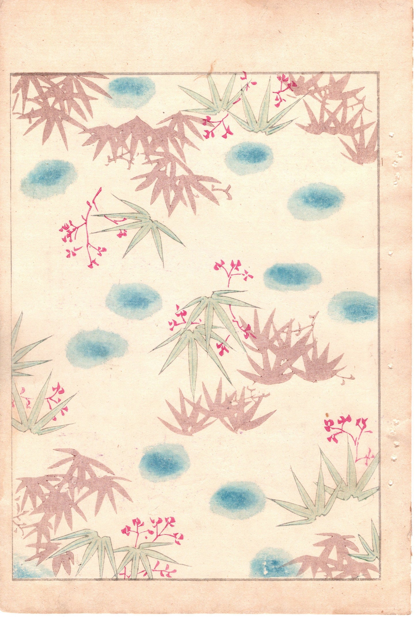 Japanese Antique Original Woodcut Print, c 1900, Bijutsukai 3, Sekka, Korin