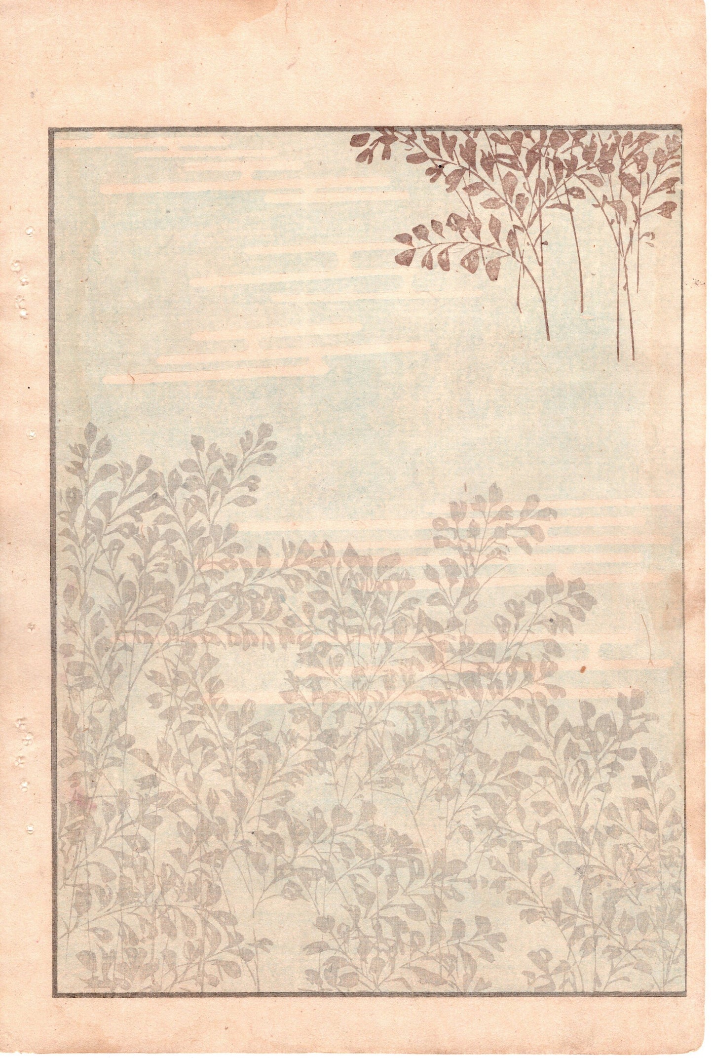 Japanese Antique Original Woodcut Print, c 1900, Bijutsukai 3, Sekka, Korin