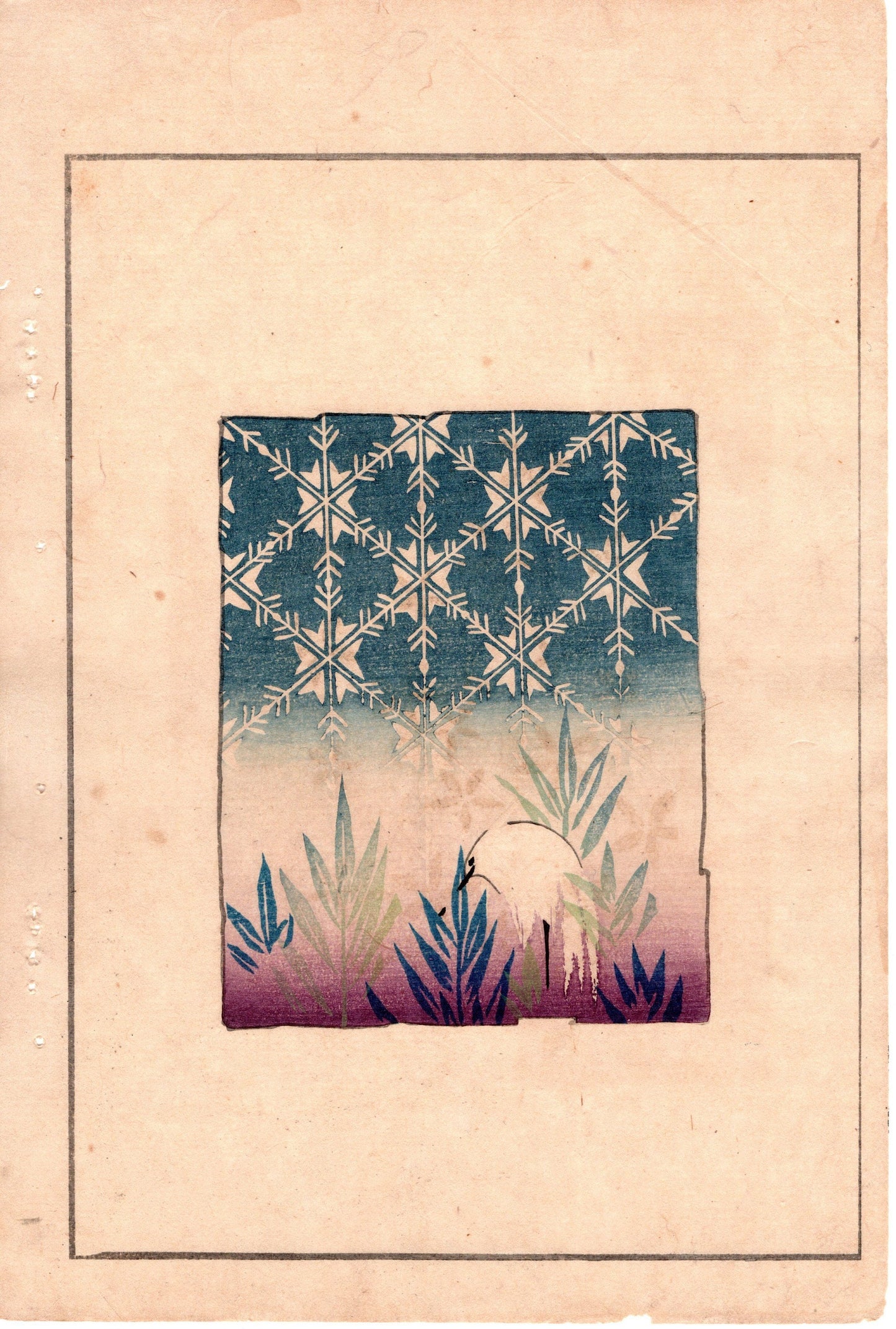 Japanese Antique Original Woodcut Print, c 1900, Bijutsukai 3, Sekka, Korin