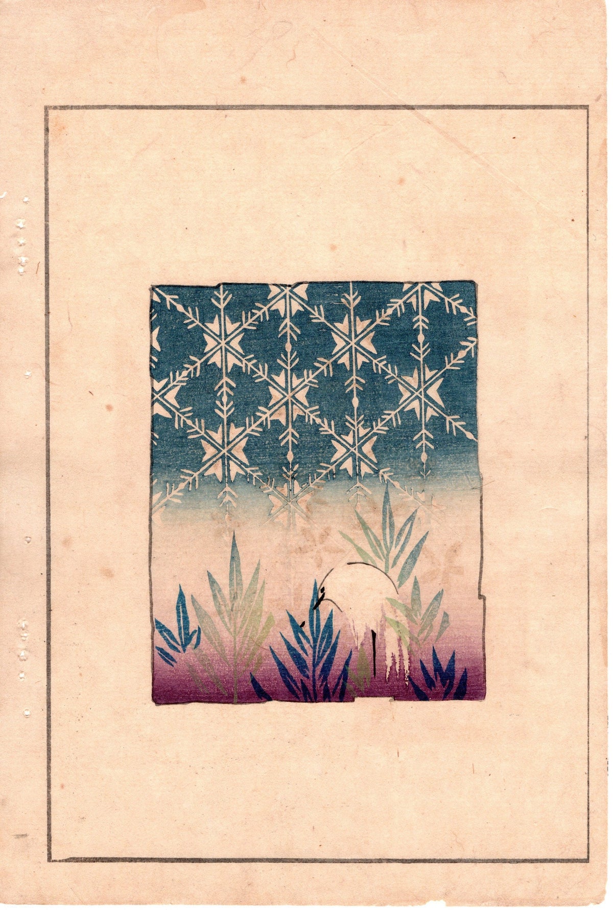 Japanese Antique Original Woodcut Print, c 1900, Bijutsukai 3, Sekka, Korin