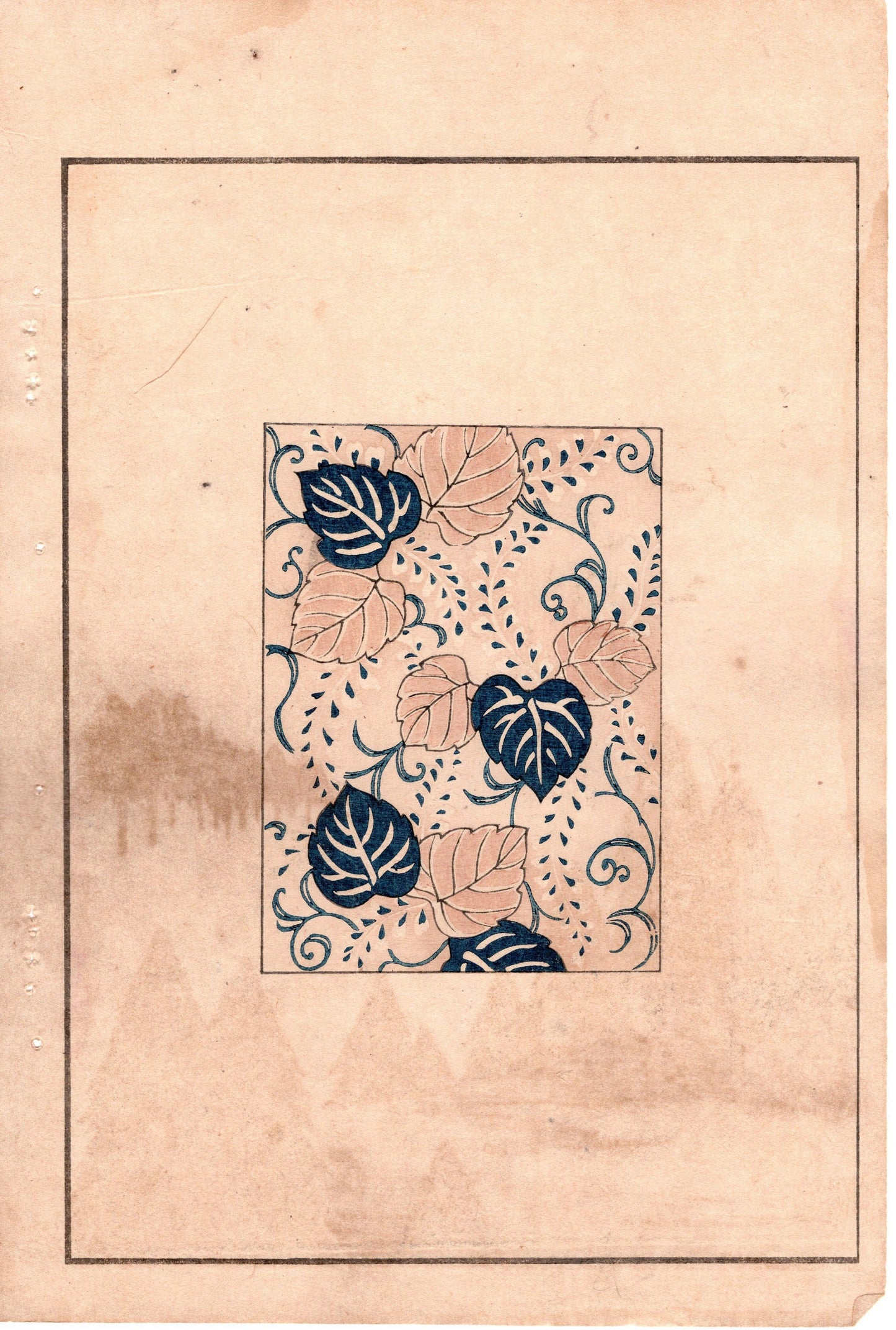 Japanese Antique Original Woodcut Print, c 1900, Bijutsukai 3, Sekka, Korin