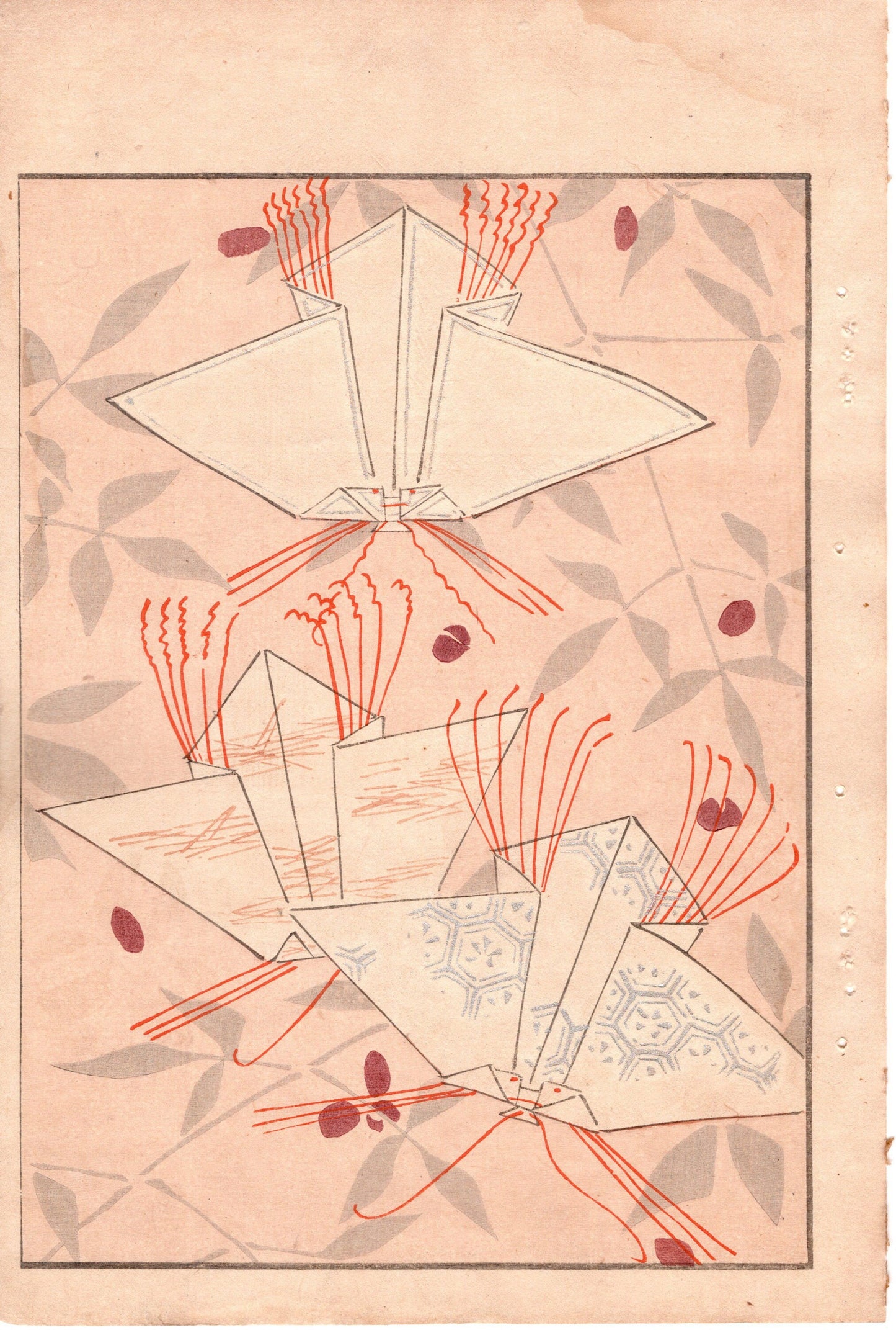 Japanese Antique Original Woodcut Print, Japanese design, Around 1900, Bijutsukai 3, Antique Japanese print, Kimono Design.