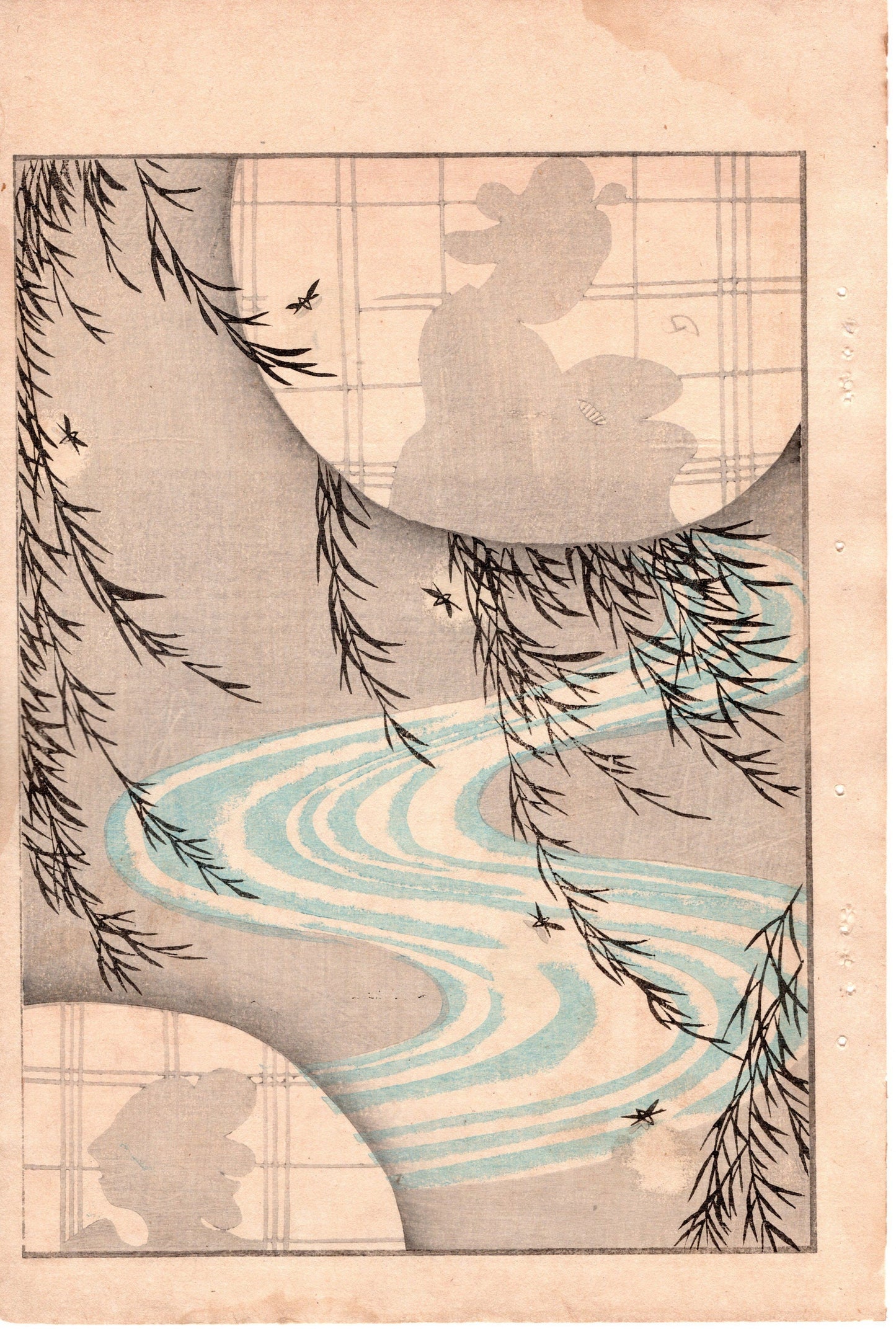 Japanese Antique Original Woodcut Print, c 1900, Bijutsukai 3, Sekka, Korin