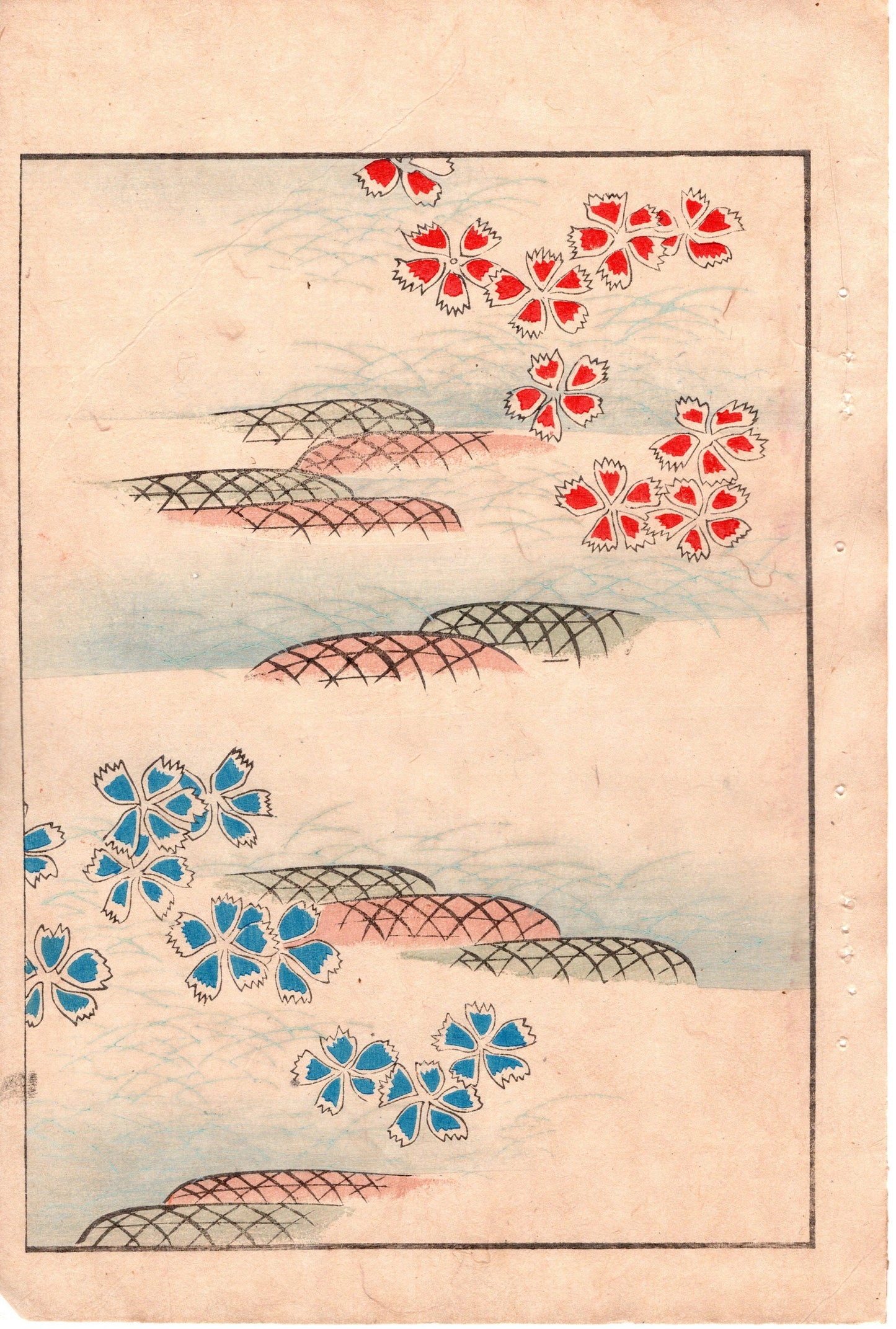 Japanese Antique Original Woodcut Print, c 1900, Bijutsukai 3, Sekka, Korin