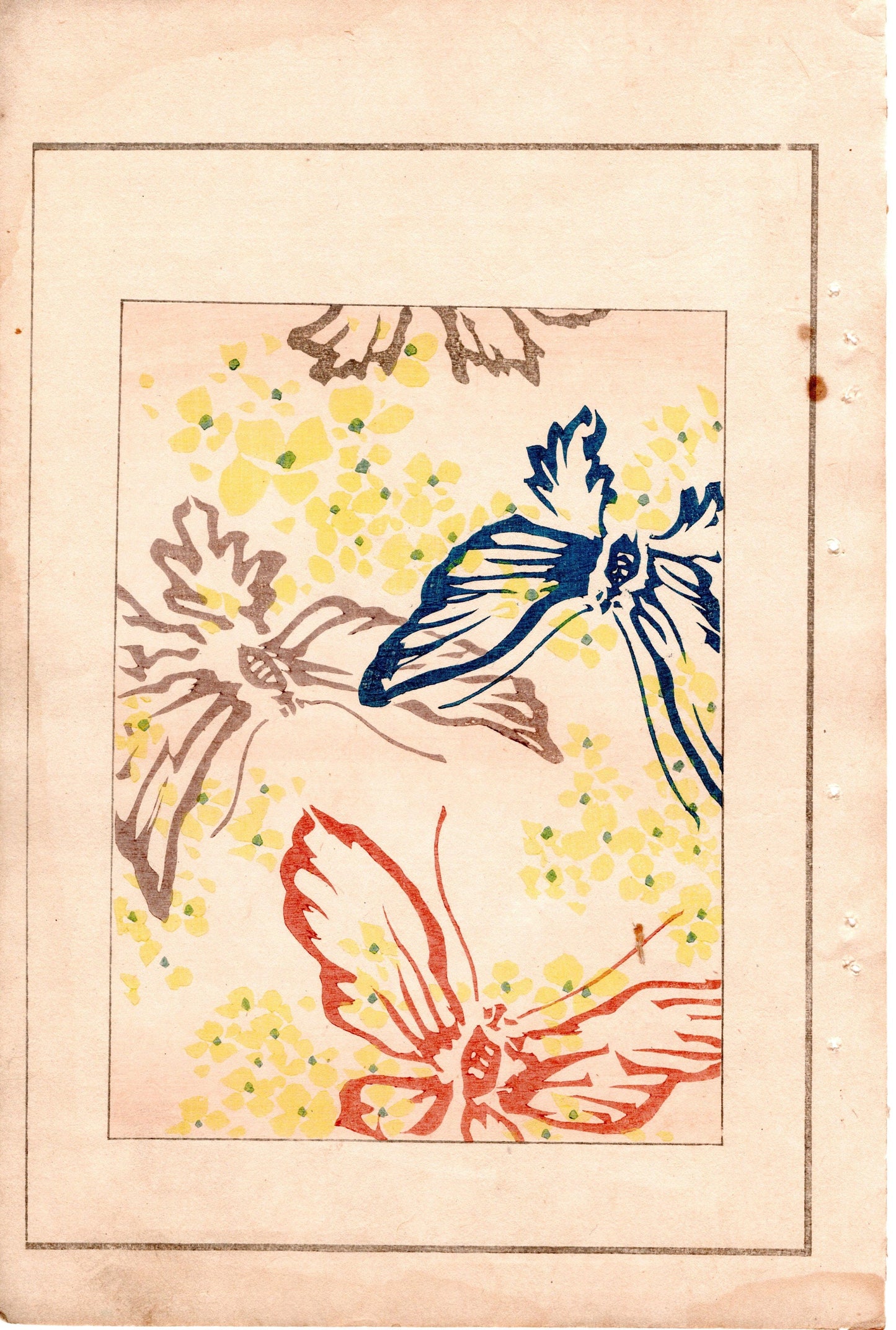 Japanese Antique Original Woodcut Print, c 1900, Bijutsukai 4, Sekka, Korin