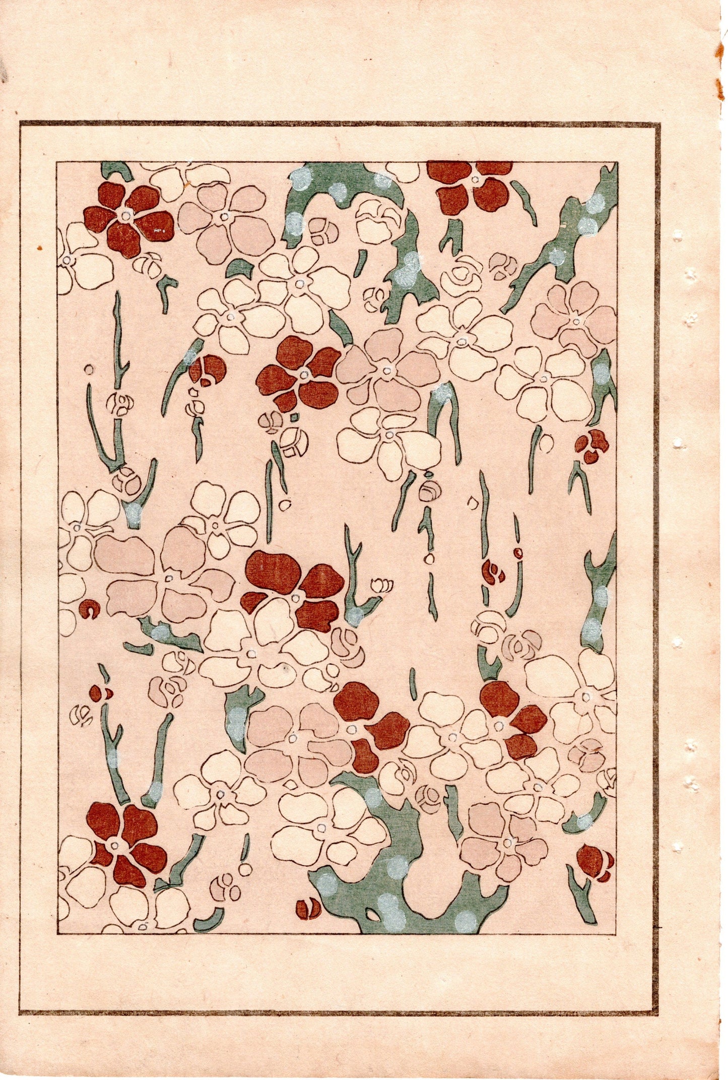 Japanese Antique Original Woodcut Print, Japanese design, Around 1900, Bijutsukai 4, Antique Japanese print, Kimono Design.