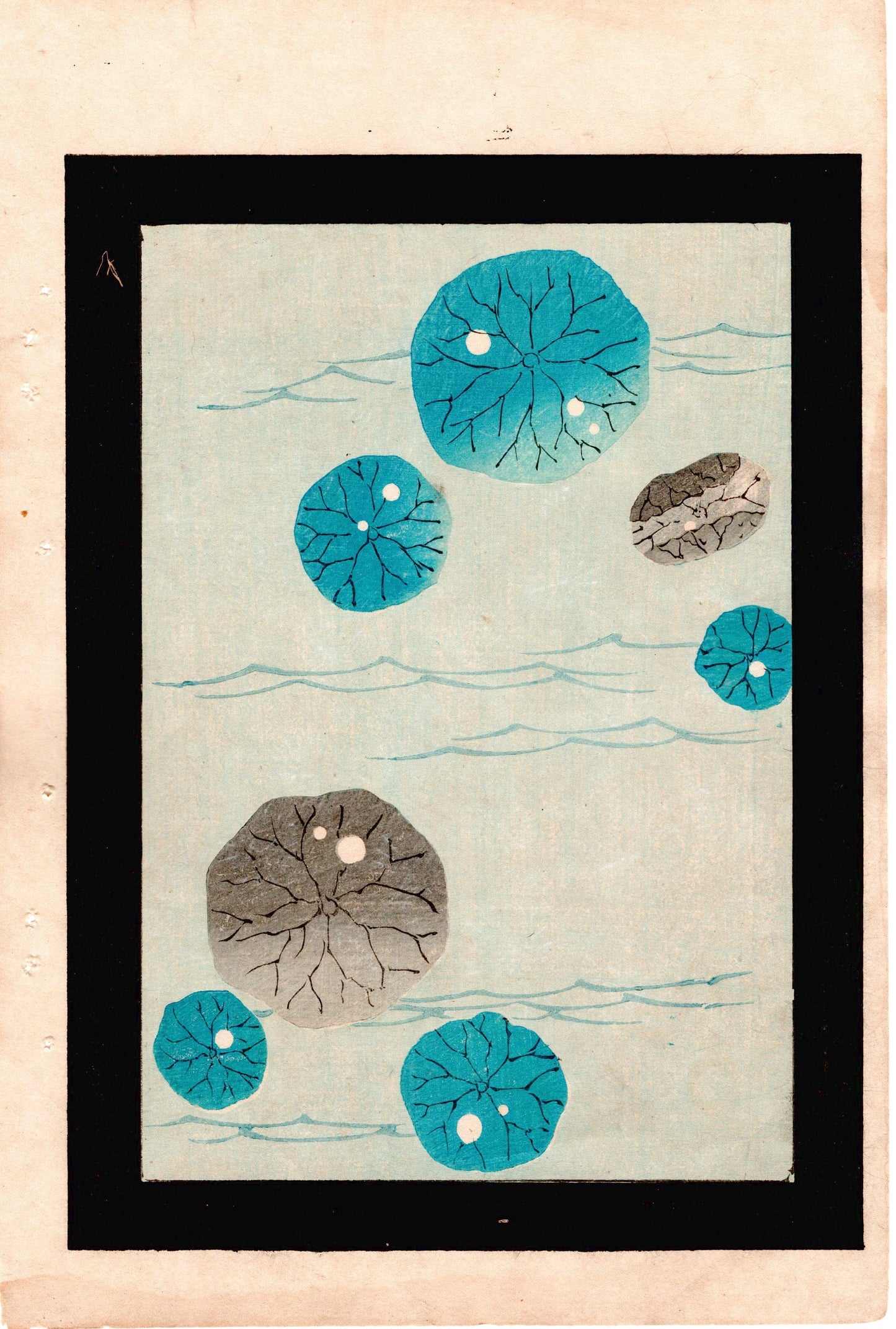 Japanese Antique Original Woodcut Print, c 1900, Bijutsukai 4, Sekka, Korin