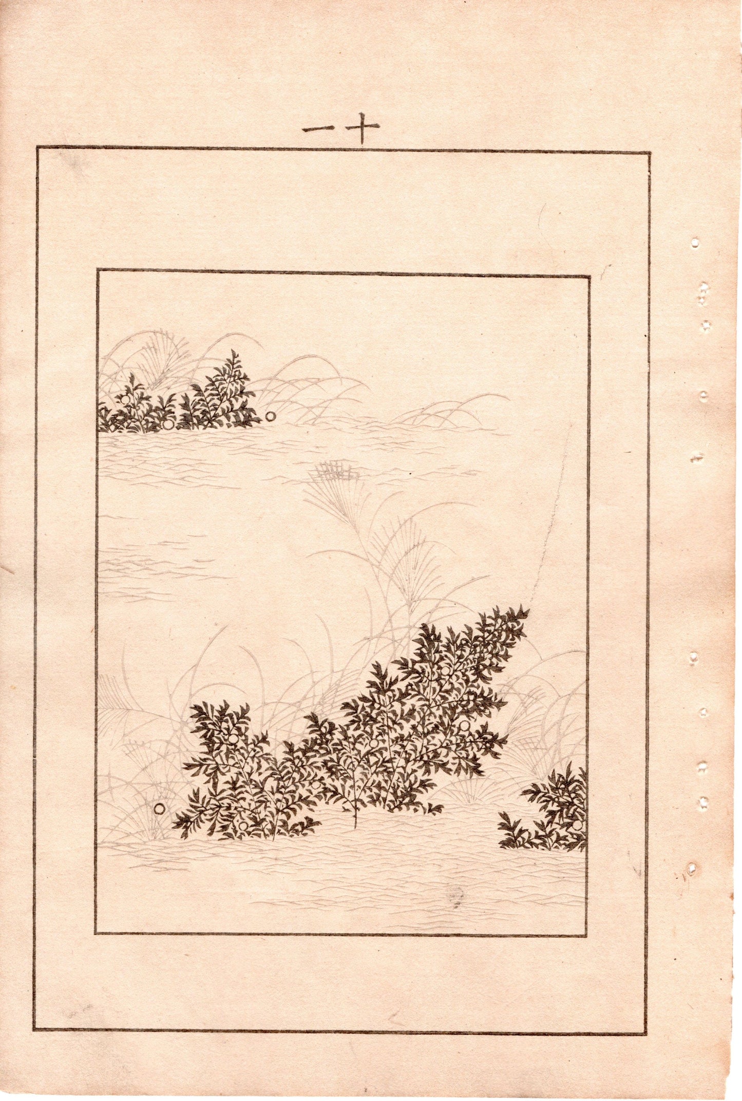 Japanese Antique Original Woodcut Print, c 1900, Bijutsukai 4, Sekka, Korin