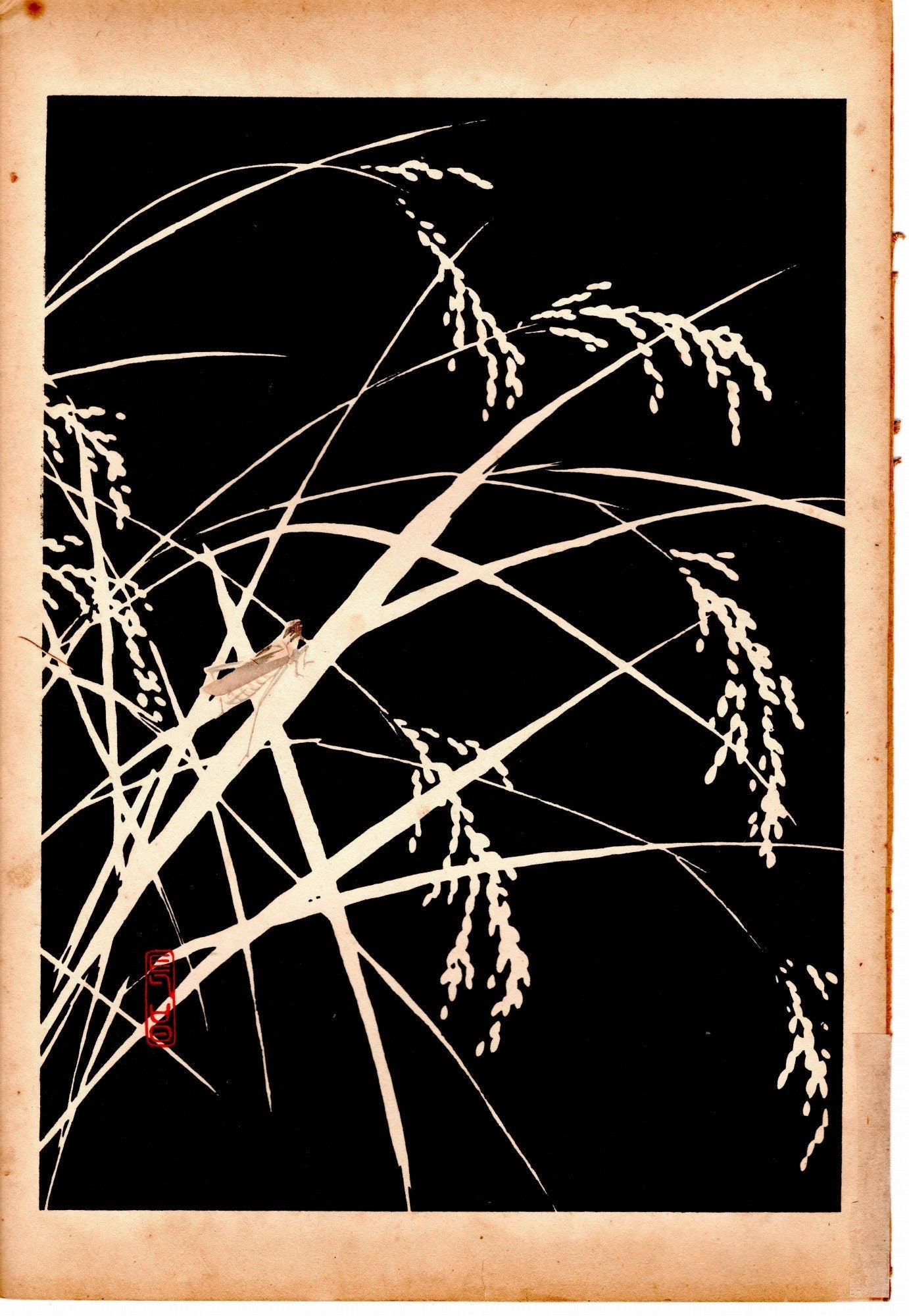 Japanese design, antique, woodcut print, 1934, Kyobashi Masuichi, "Tansai-Gafu". 13