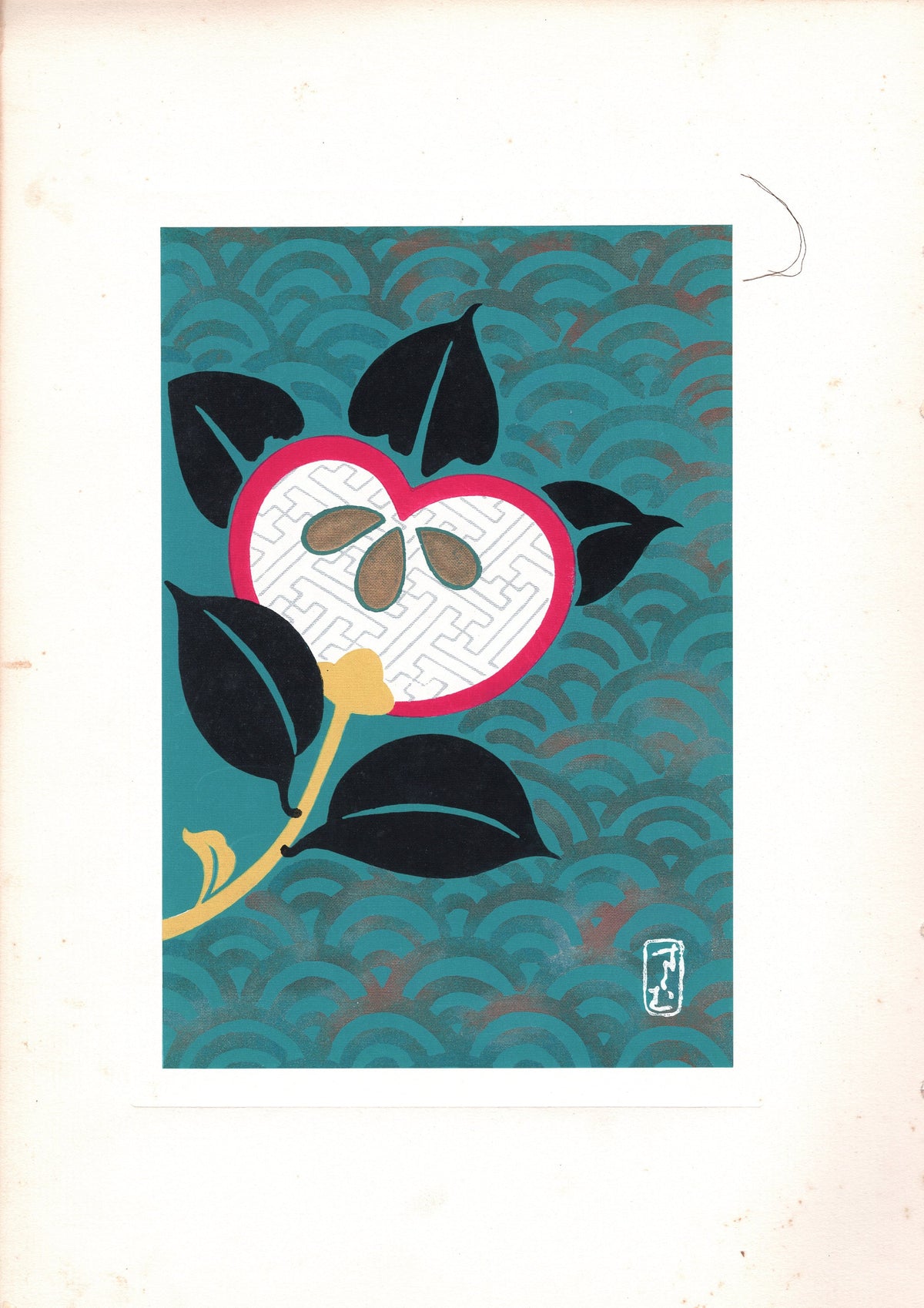 Japanese antique woodblock print, Design, 1938, Antique Kimono Design.