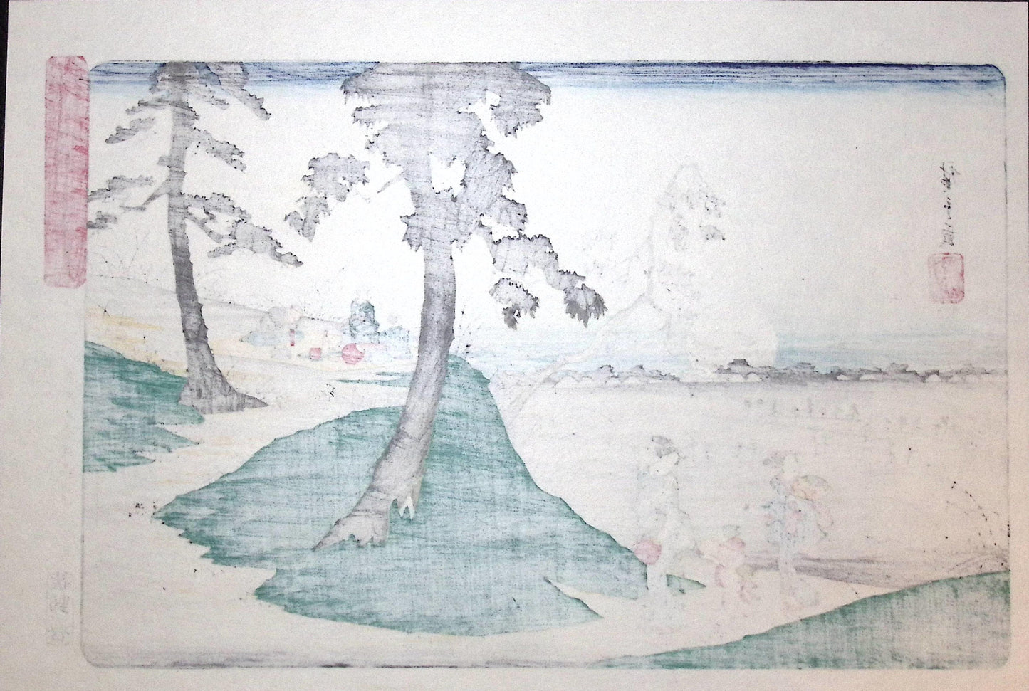 Japanese Ukiyo-e, woodblock print, Hiroshige, "Listening to Crickets at Dôkan Hill "