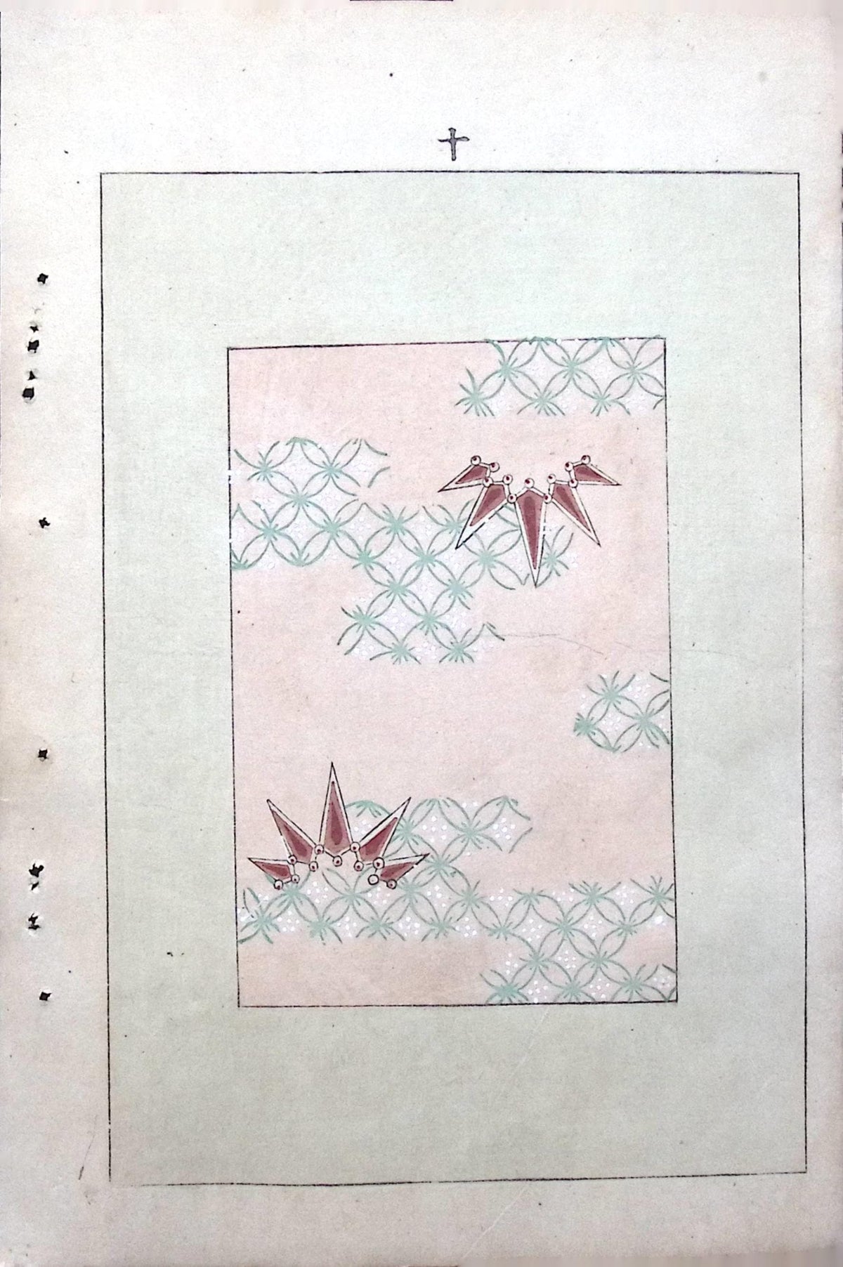 Japanese Antique Original Woodcut Print, c 1900, Bijutsukai 5, Sekka, Korin