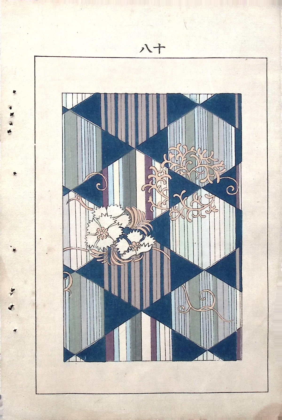 Japanese Antique Original Woodcut Print, c 1900, Bijutsukai 5, Sekka, Korin