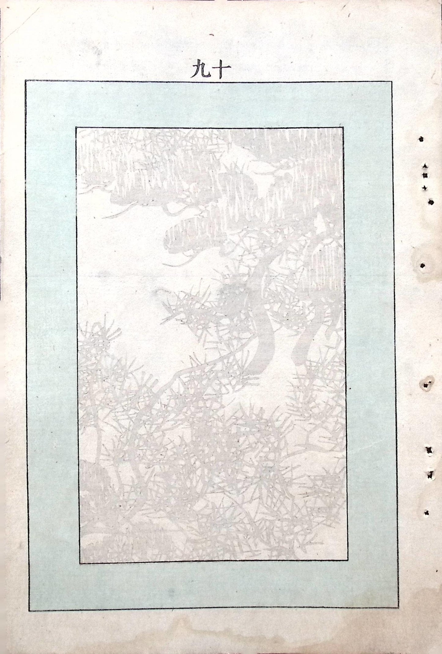 Japanese Antique Original Woodcut Print, c 1900, Bijutsukai 5, Sekka, Korin