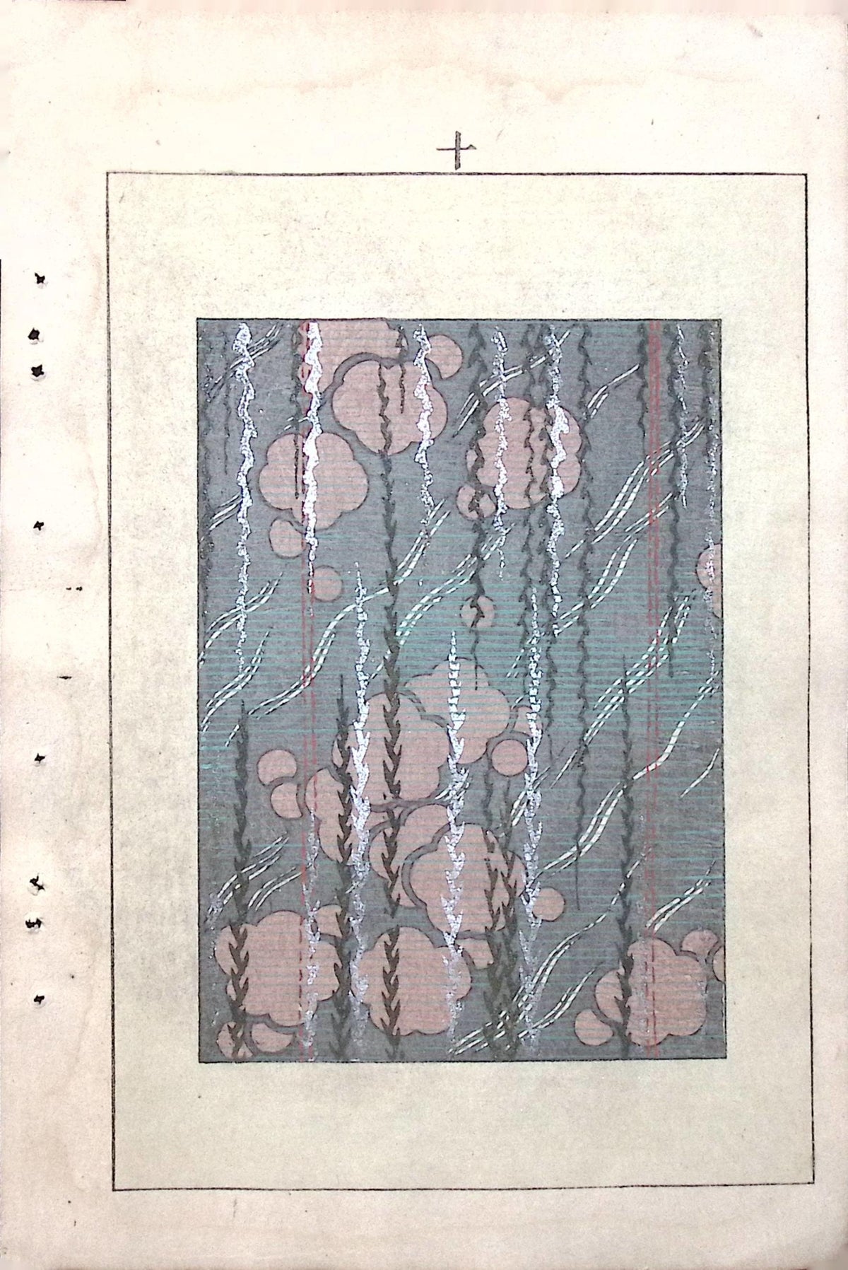 Japanese Antique Original Woodcut Print, c 1900, Bijutsukai 6, Sekka, Korin