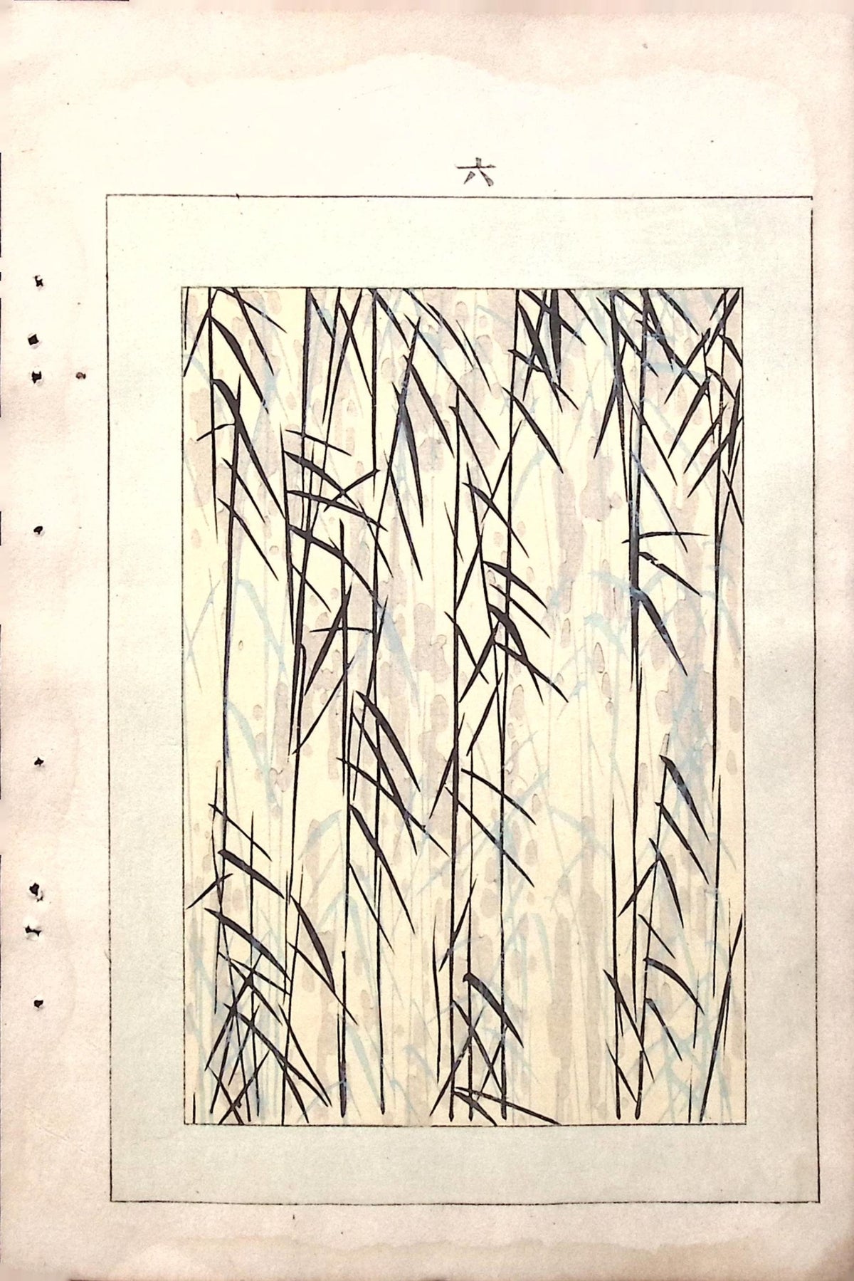 Japanese Antique Original Woodcut Print, c 1900, Bijutsukai 6, Sekka, Korin