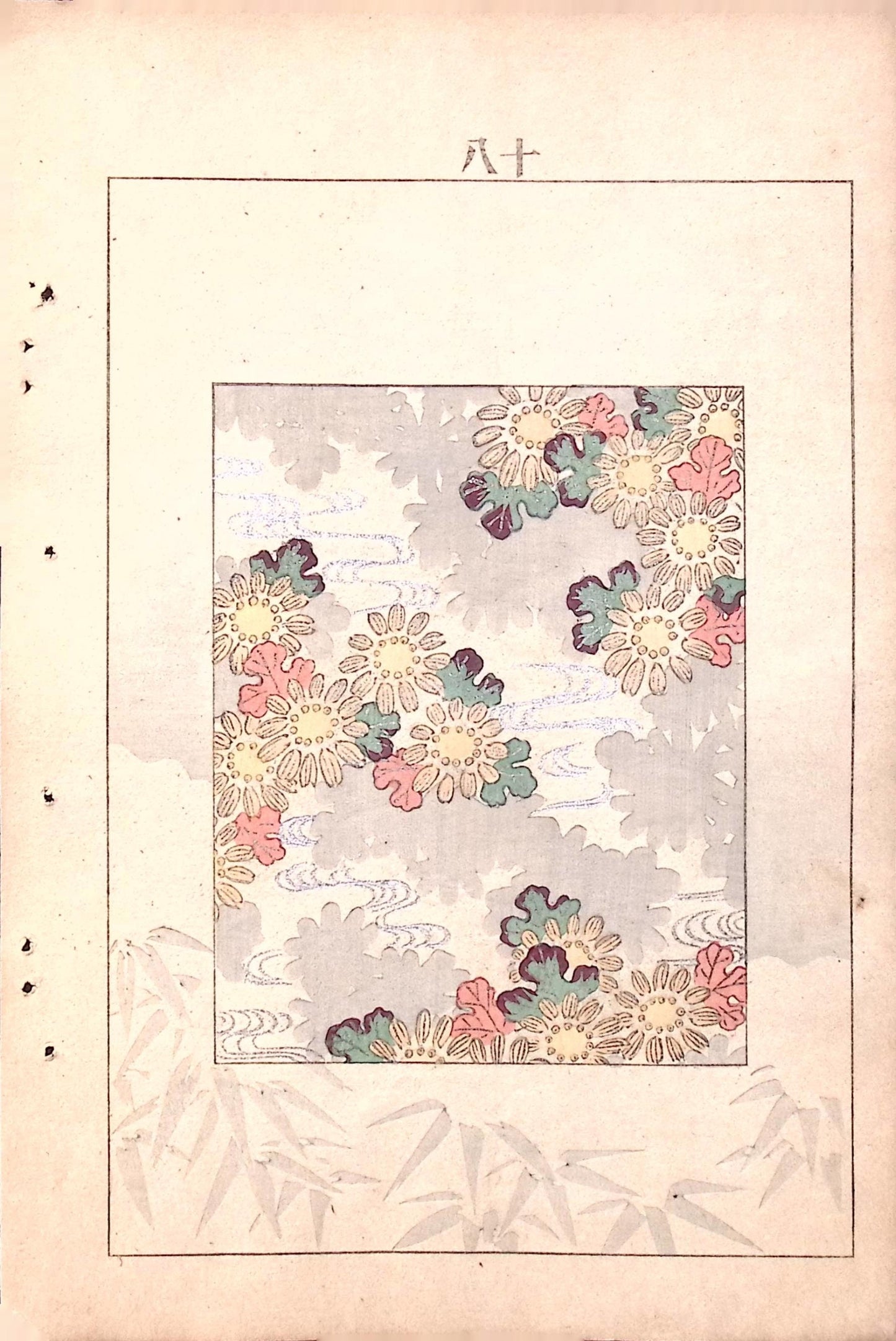 Japanese Antique Original Woodcut Print, Japanese design, Around 1900, Bijutsukai 7, Antique Japanese print, Kimono Design.