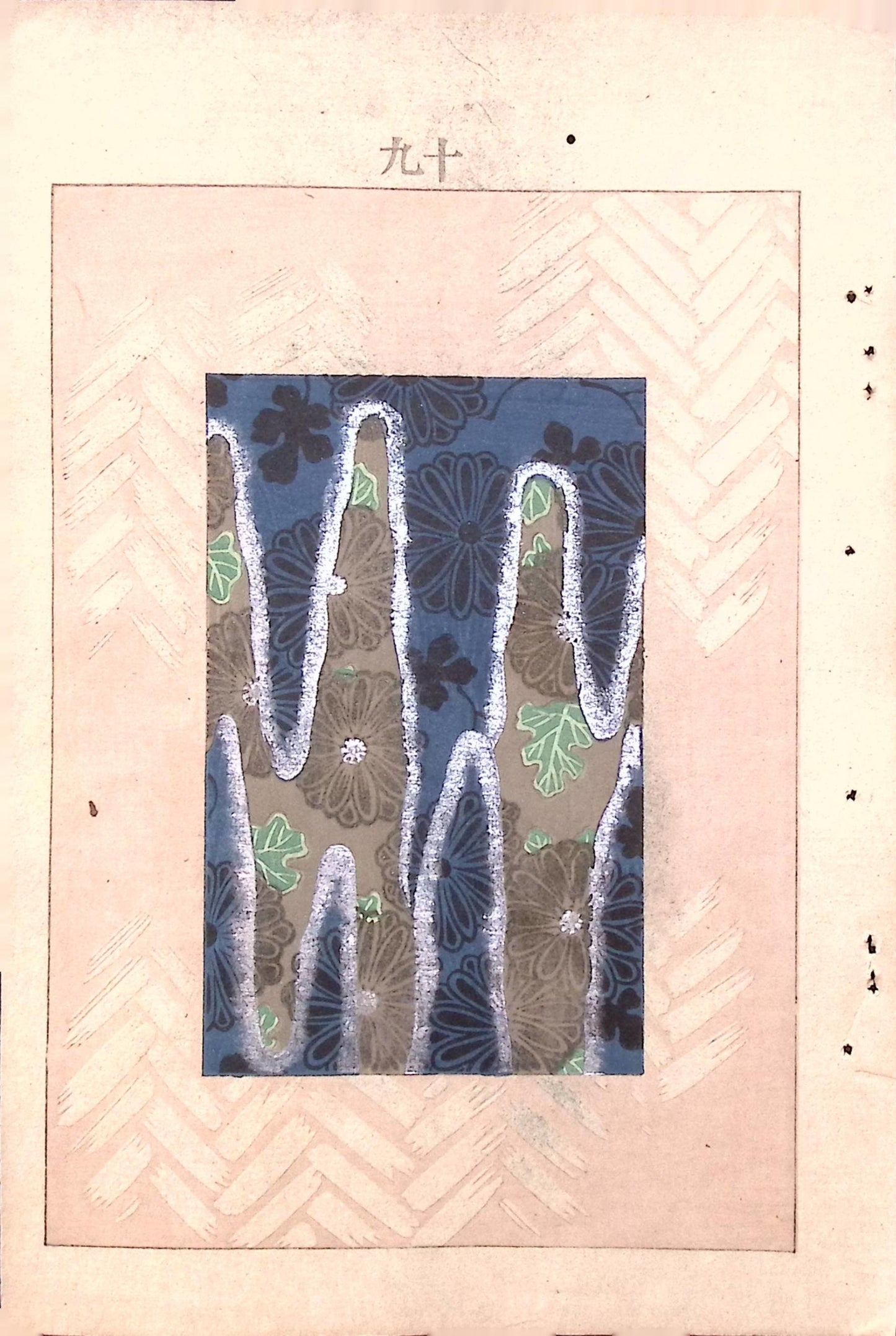 Japanese Antique Original Woodcut Print, Japanese design, Around 1900, Bijutsukai 7, Antique Japanese print, Kimono Design.