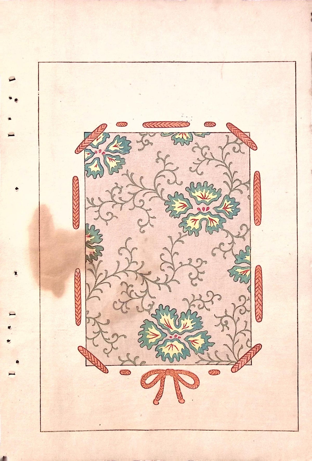 Japanese Antique Original Woodcut Print, c 1900, Bijutsukai 7, Sekka, Korin