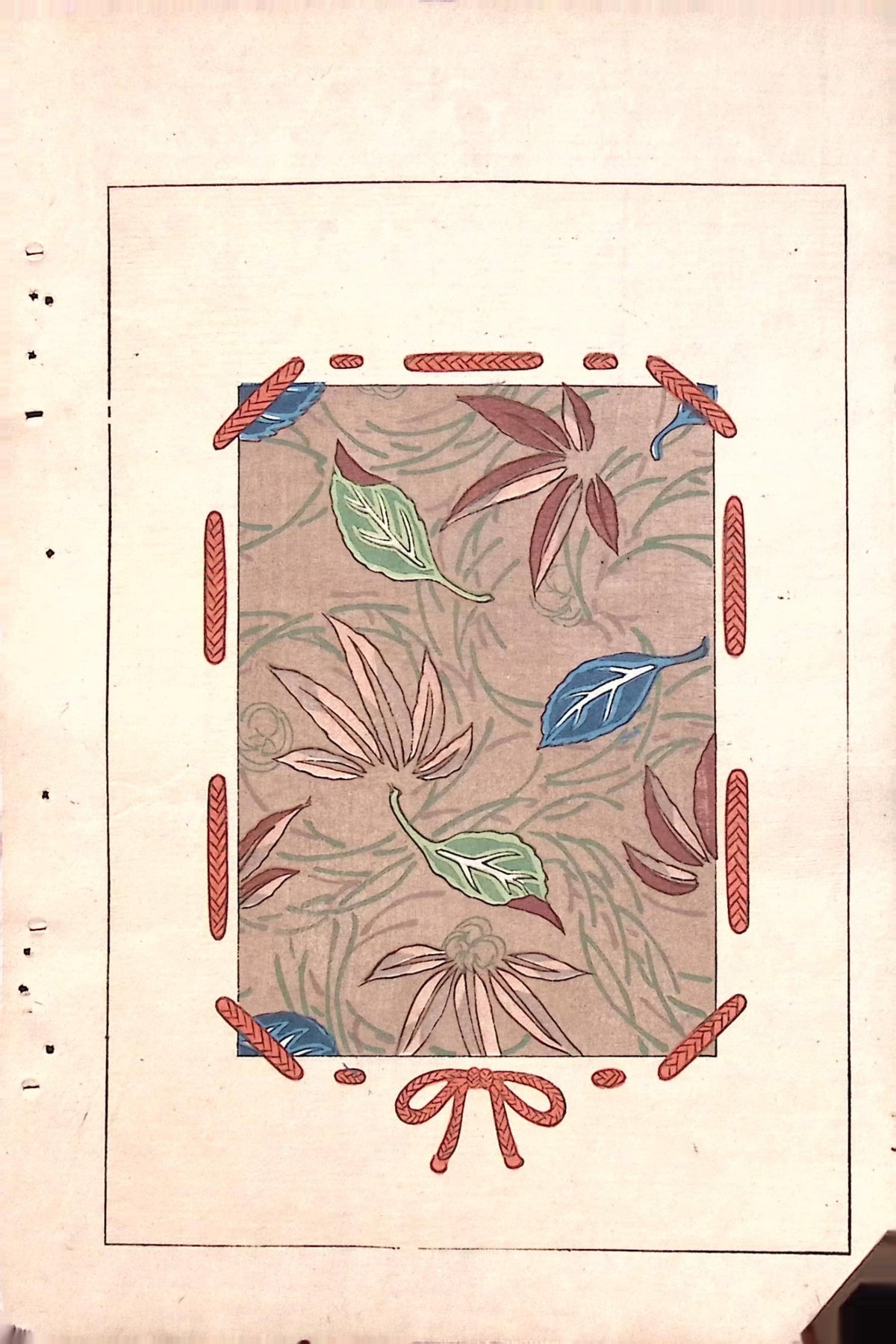 Japanese Antique Original Woodcut Print, c 1900, Bijutsukai 7, Sekka, Korin