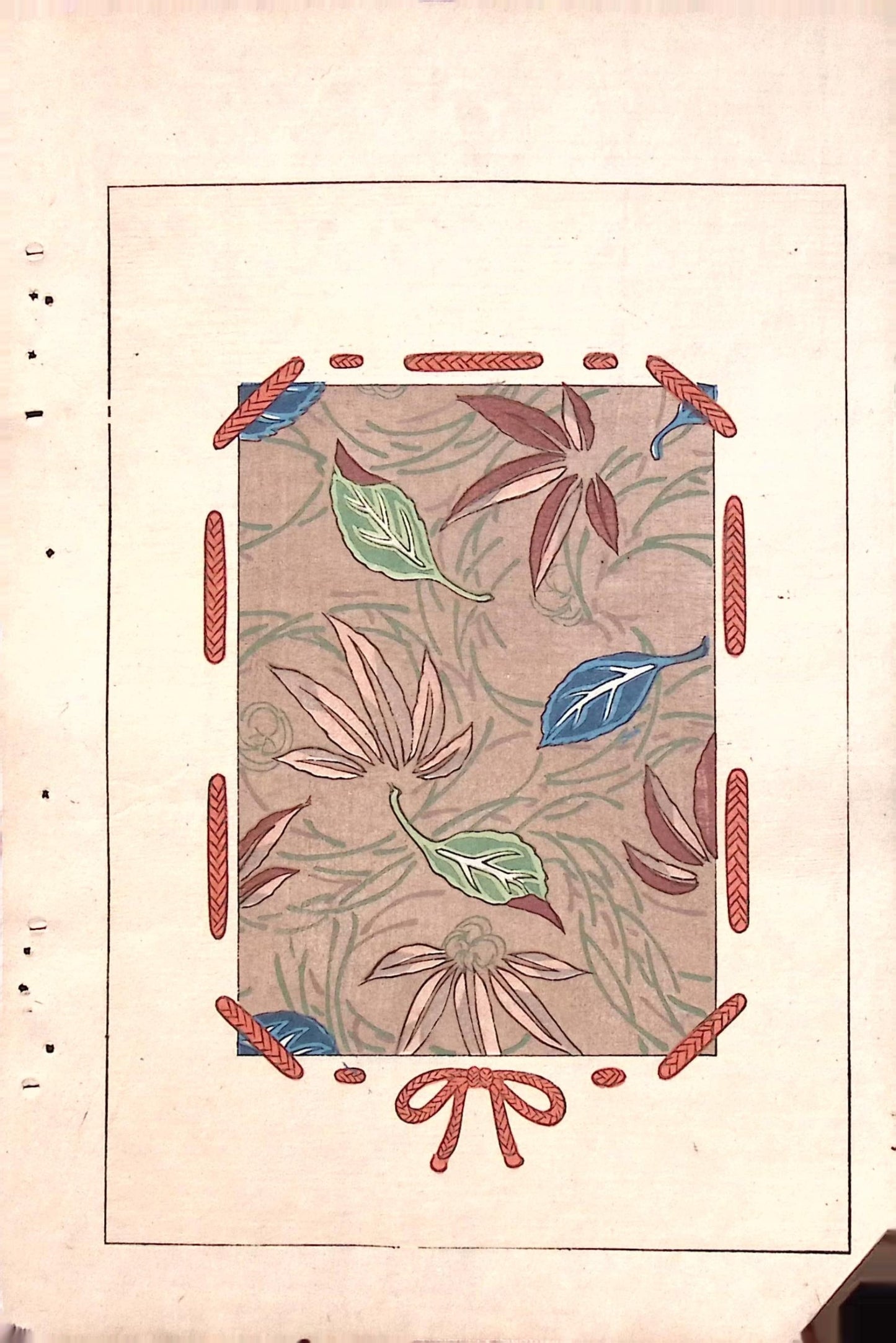 Japanese Antique Original Woodcut Print, c 1900, Bijutsukai 7, Sekka, Korin