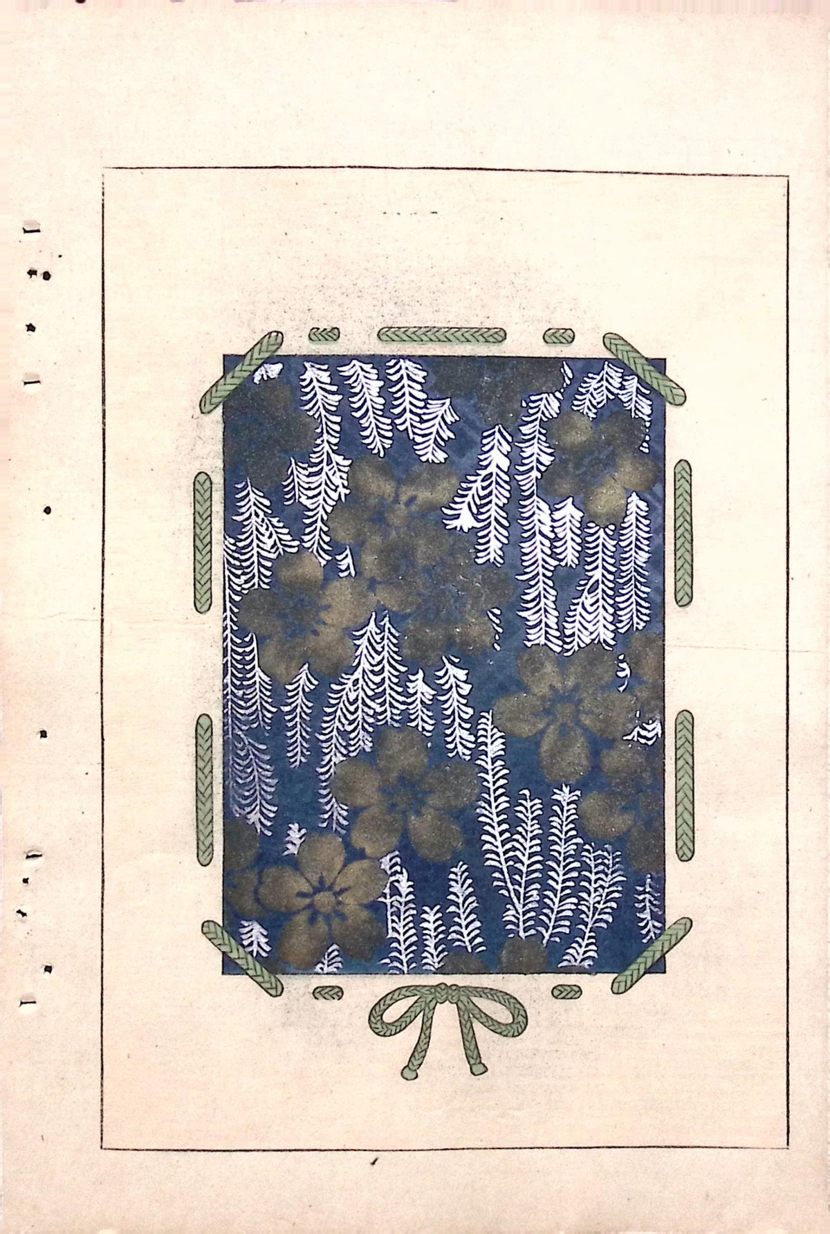 Japanese Antique Original Woodcut Print, c 1900, Bijutsukai 7, Sekka, Korin