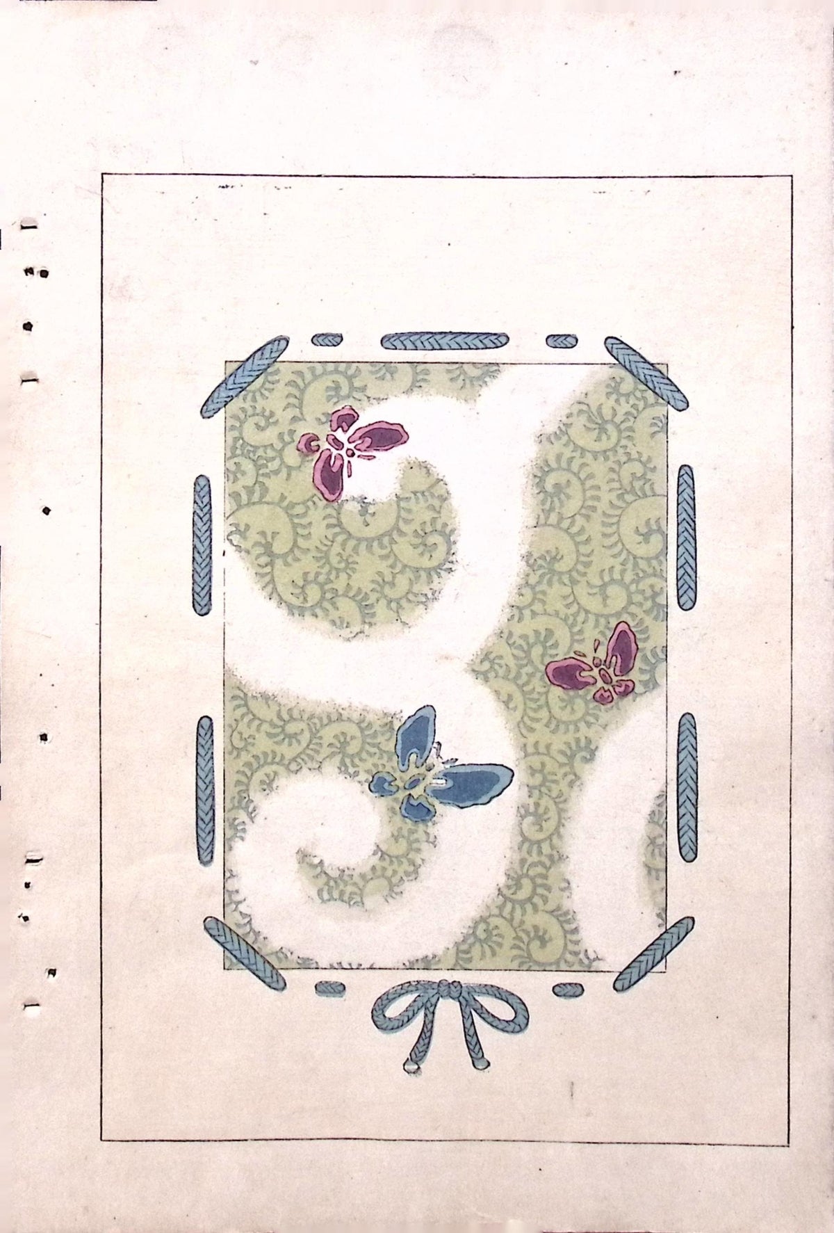 Japanese Antique Original Woodcut Print, c 1900, Bijutsukai 7, Sekka, Korin