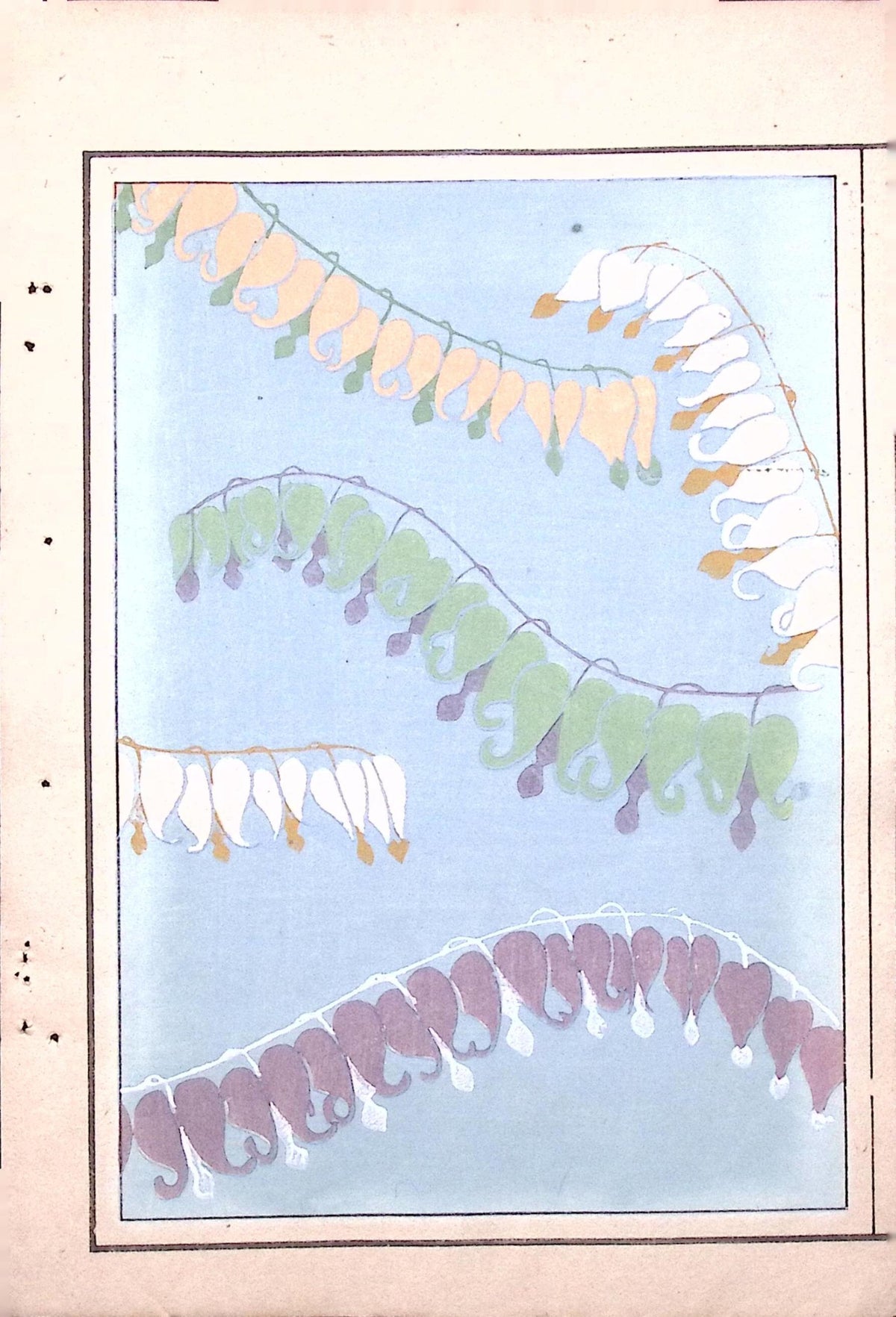 Japanese Antique Original Woodcut Print, c 1900, Bijutsukai 7, Sekka, Korin