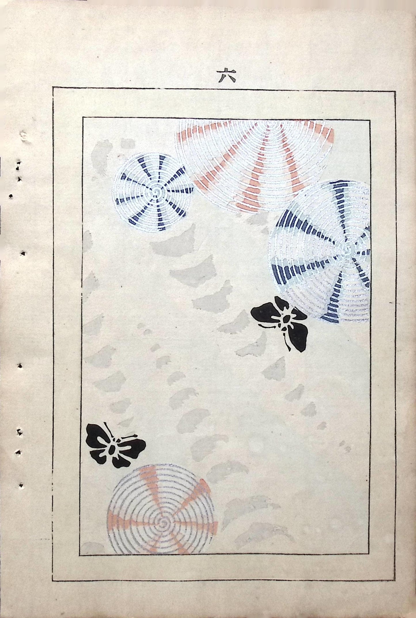 Japanese Antique Original Woodcut Print, Japanese design, Around 1900, Bijutsukai 5, Antique Japanese print, Kimono Design.