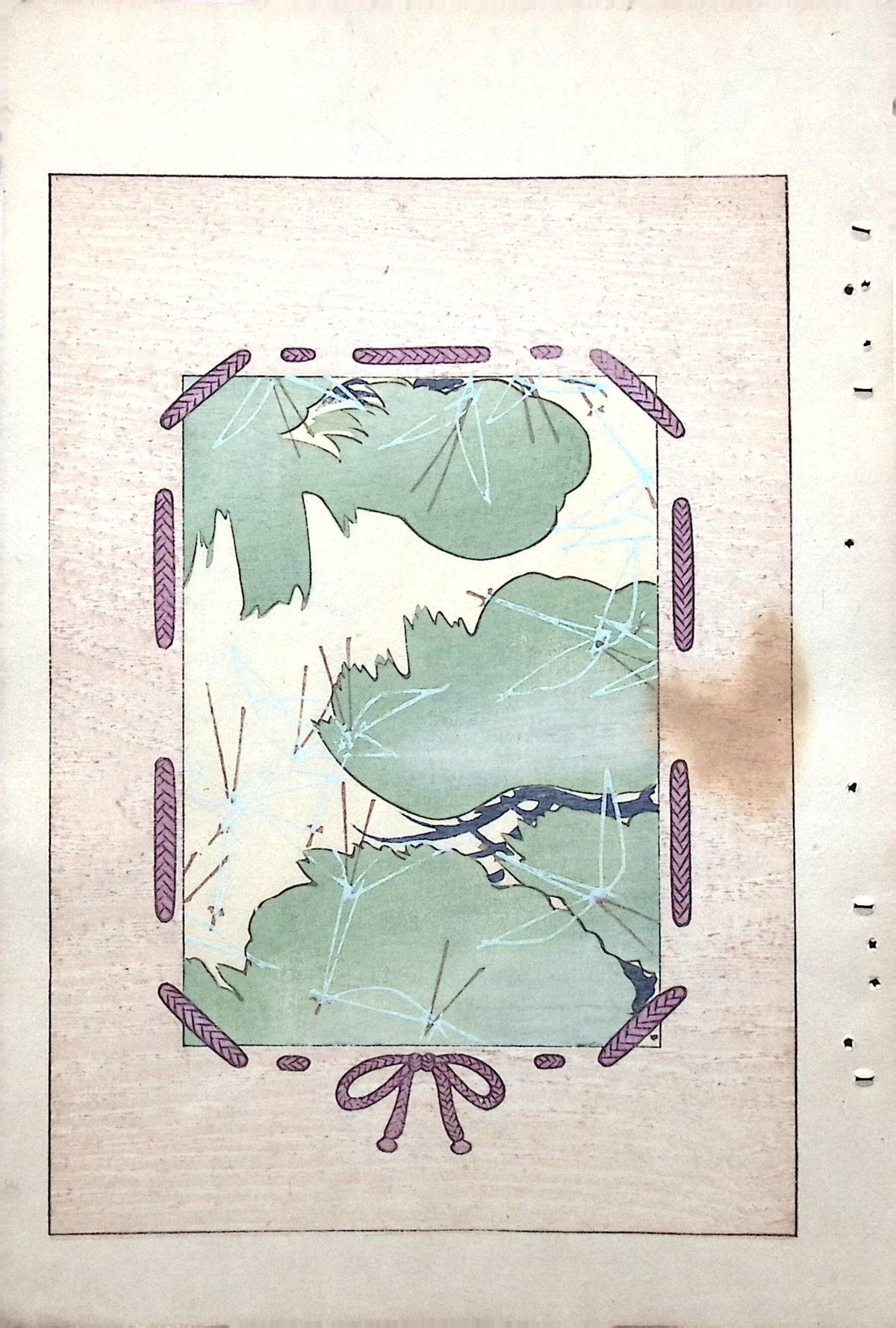 Japanese Antique Original Woodcut Print, c 1900, Bijutsukai 7, Sekka, Korin